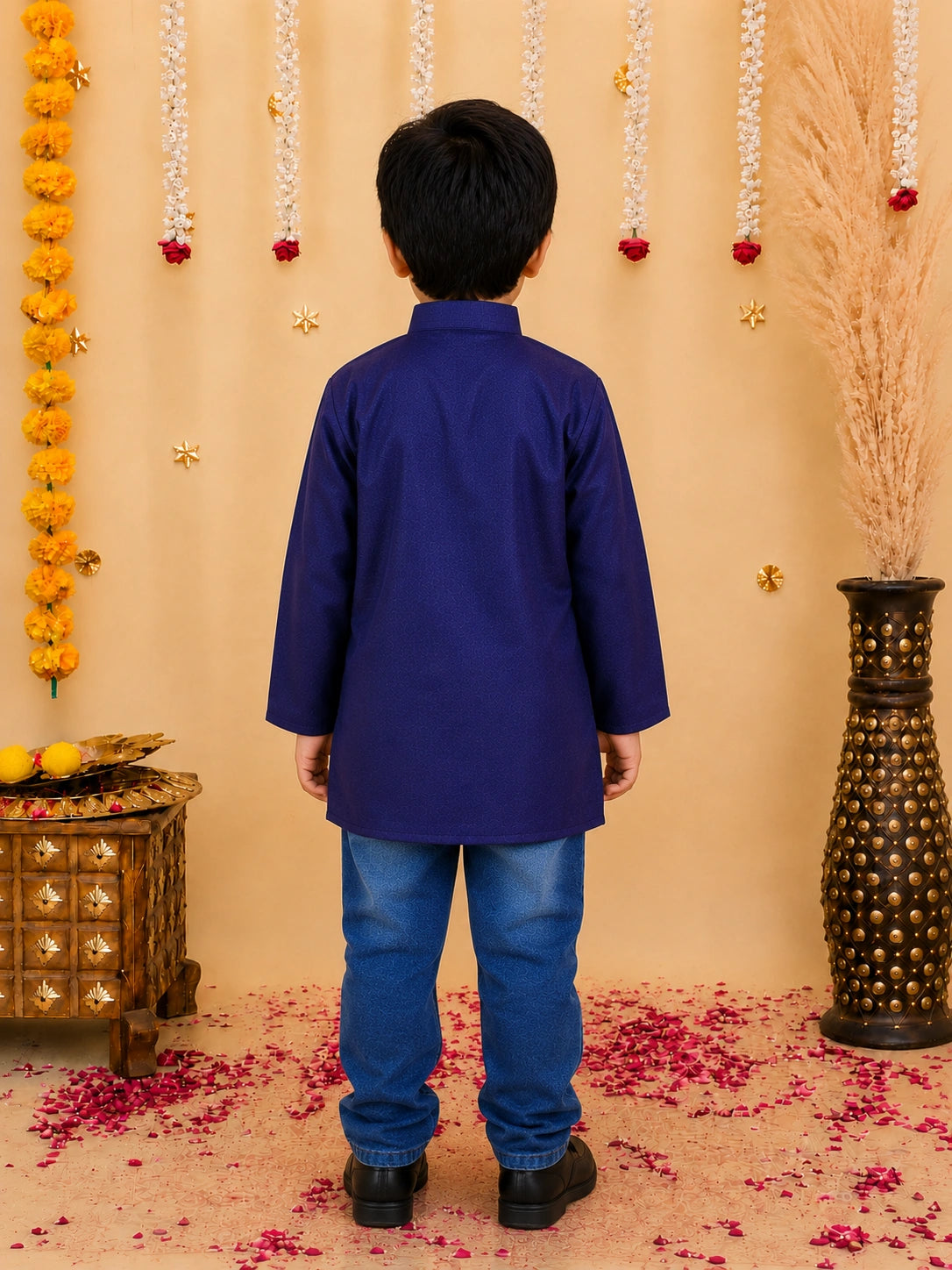 Bownbee Cotton Full Sleeve Short Kurta for Boys