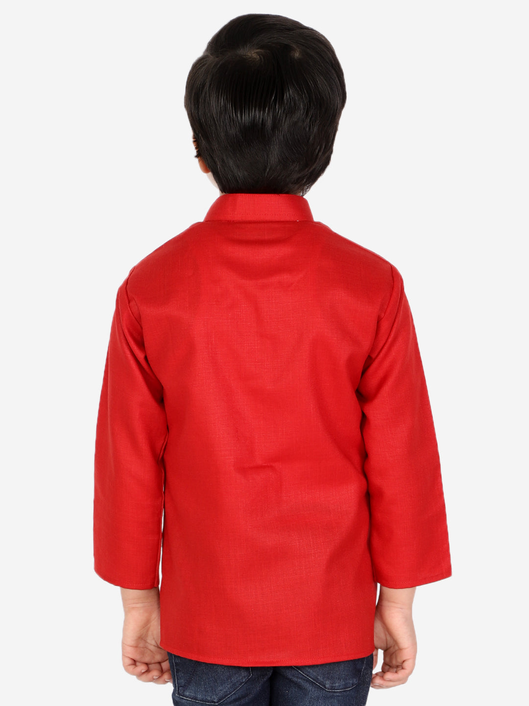 BownBee Full Sleeves Solid Short Kurta - Red
