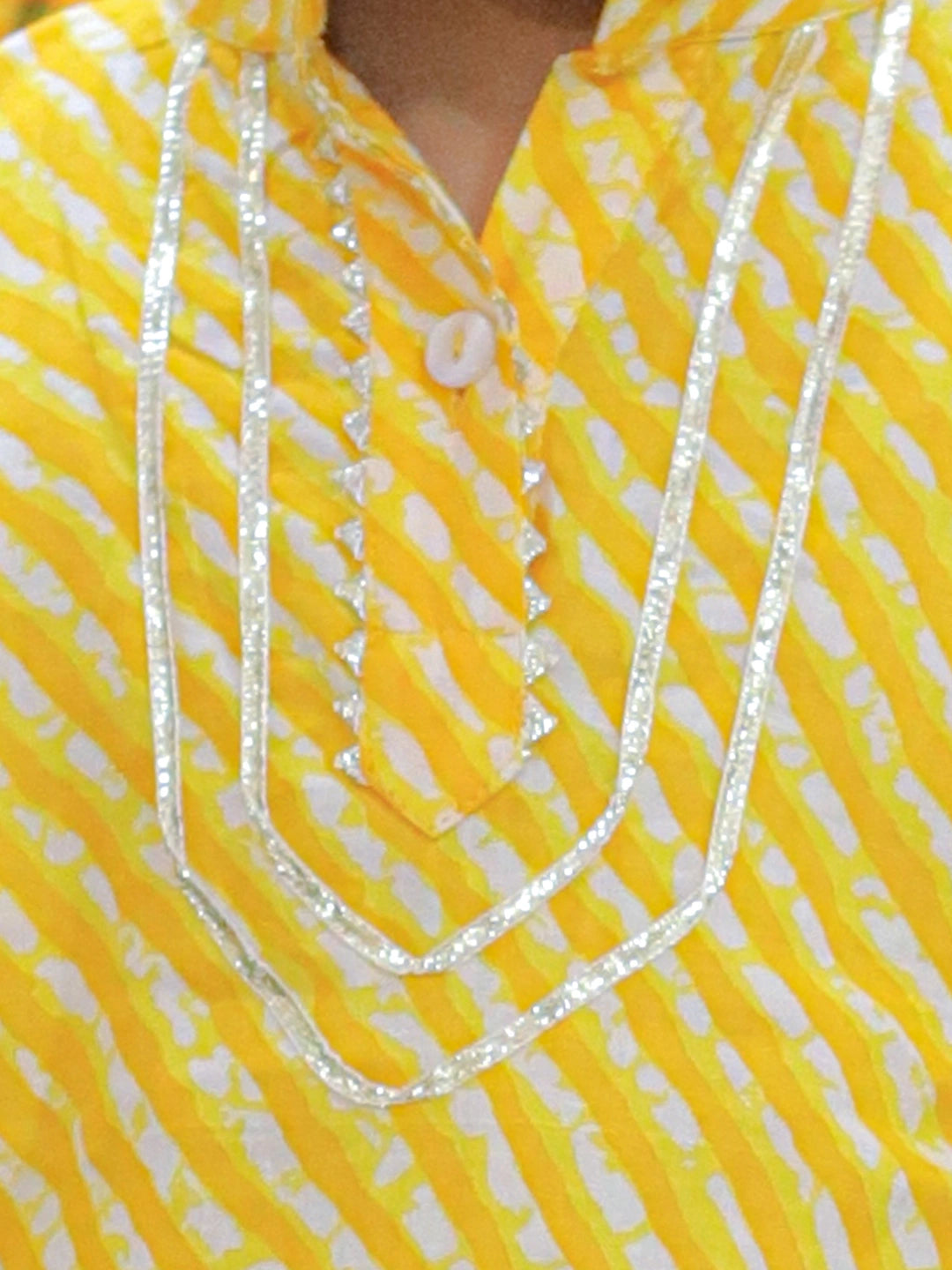 BownBee Pure Cotton Printed Leheriya Kurta Pajama for Boys- Yellow