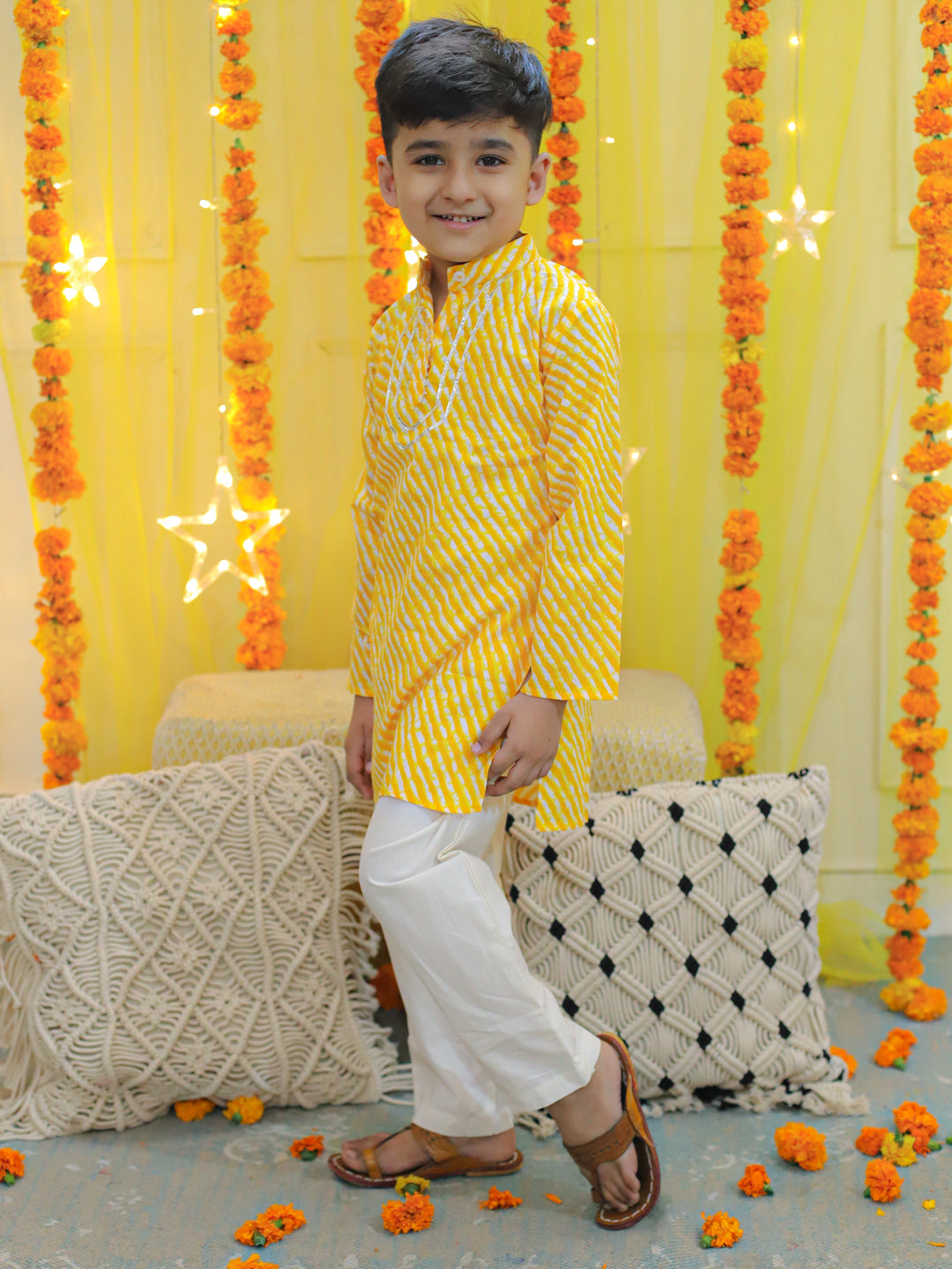 Bownbee Shop Kids Printed Leheriya Kurta Pajama for Boys