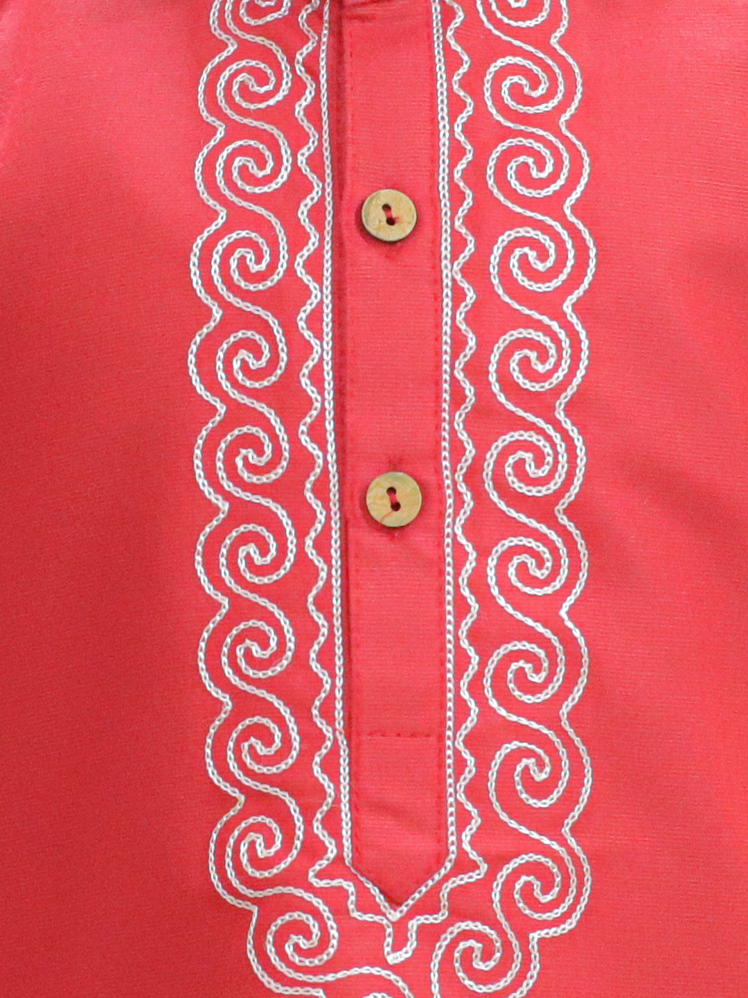 BownBee Boys Ethnic Wear Embroidery Cotton Full Sleeve Kurta Pajama - Red