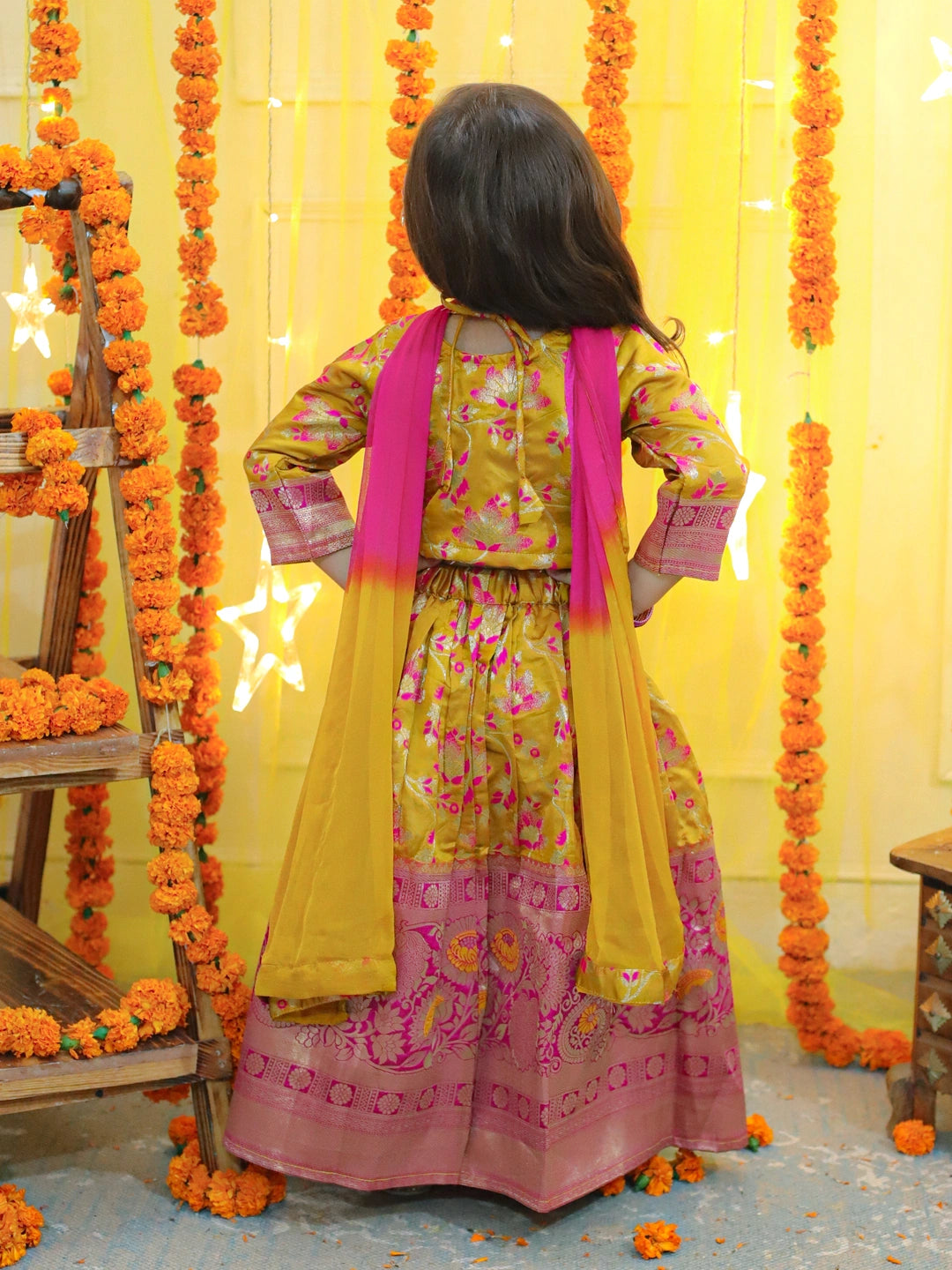 BownBee  Girls Ethic Traditional Indian Festive  Jacquard Choli Lehenga Choli with Dupatta