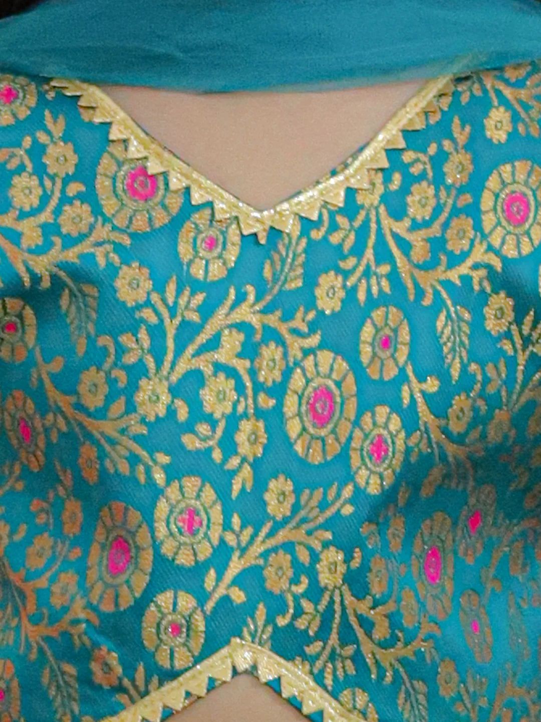 BownBee Girls Ethic Traditional  Indian Festive  Jacquard Choli with Net Lehenga with Dupatta