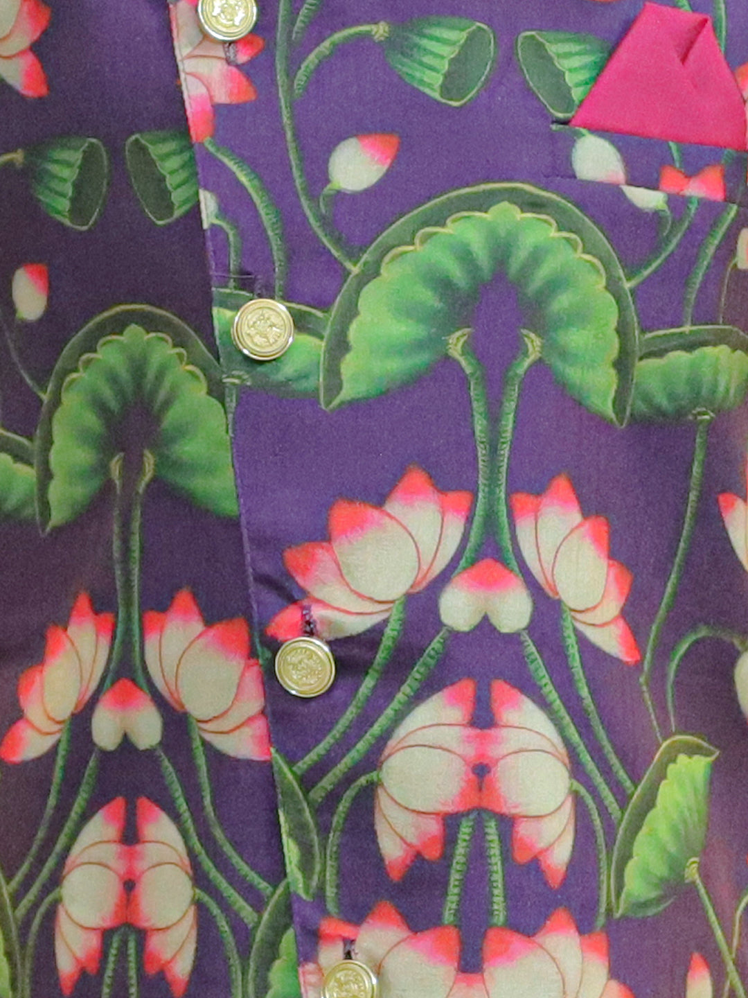 BownBee Printed Full Sleeve Sherwani with Cotton Dhoti for Boys- Purple