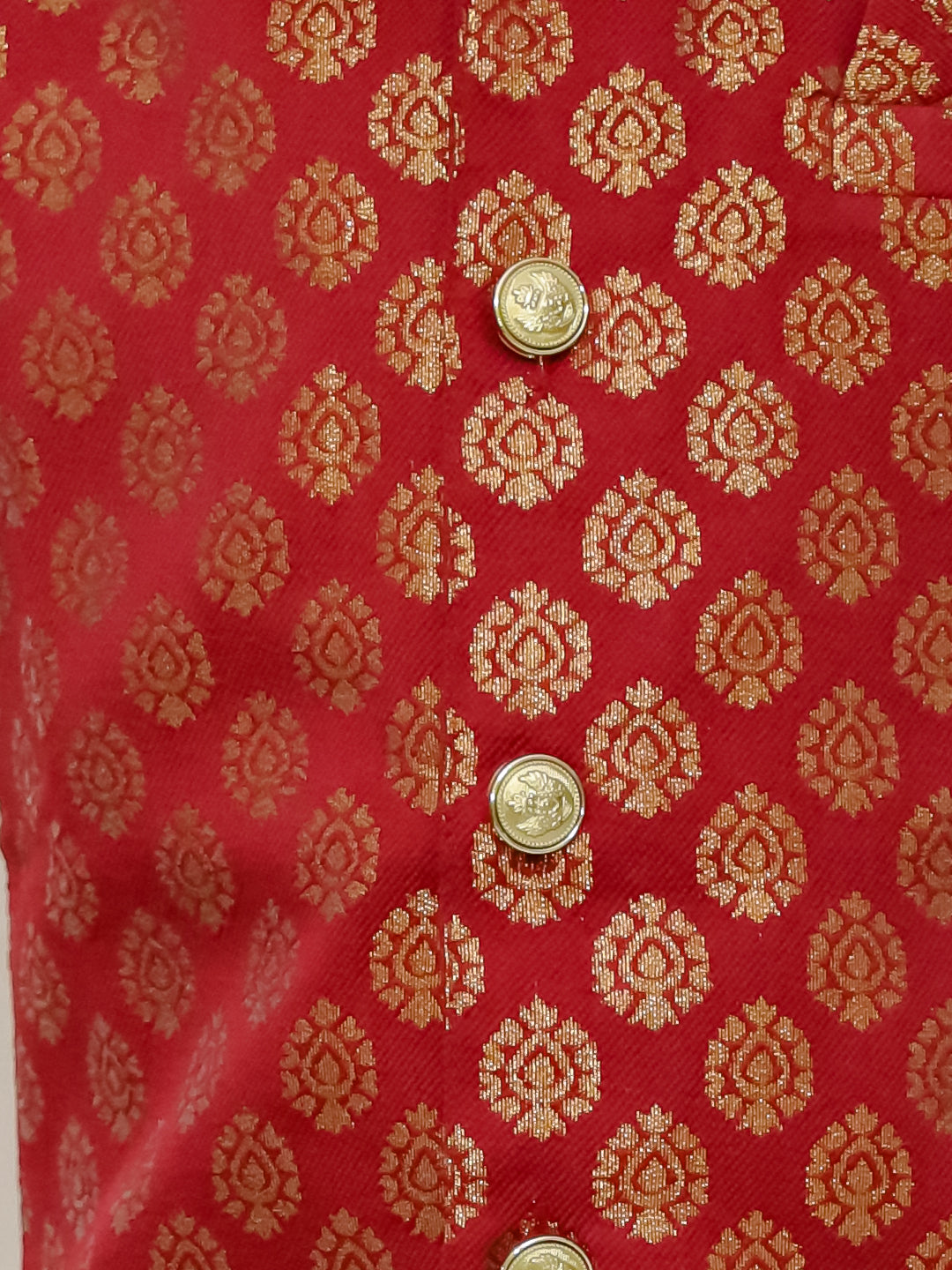 BownBee Front Open Jacquard Sherwani with Pajama Set for Boys- Maroon