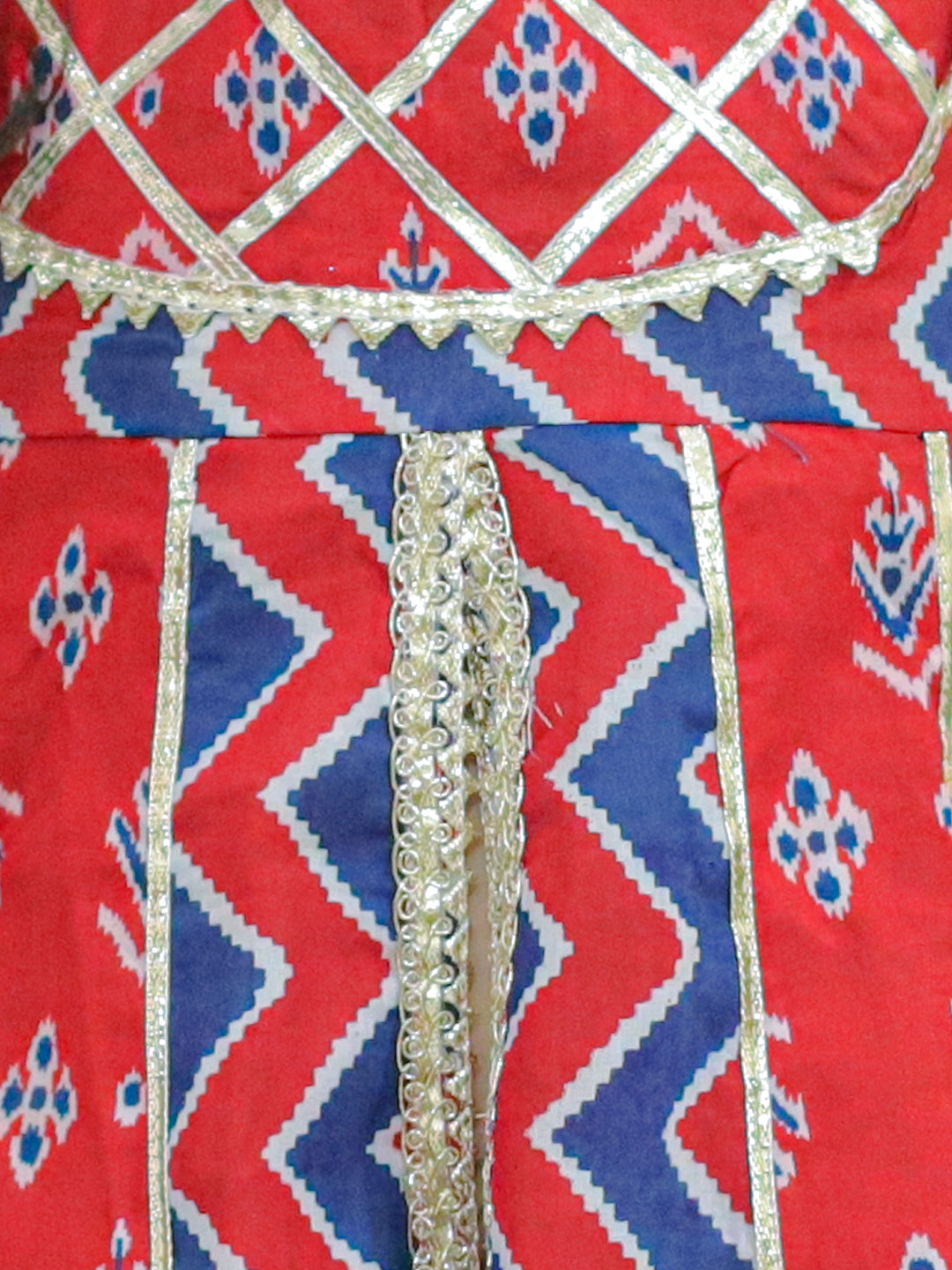 BownBee Sibling Ethnic Festive Wear Pure Cotton Printed  with Gotta patti Kurta Sharara and Kurta Dhoti- Red