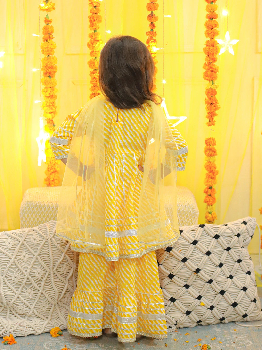 BownBee Pure Cotton Printed Kurta Sharara with Dupatta for Girls