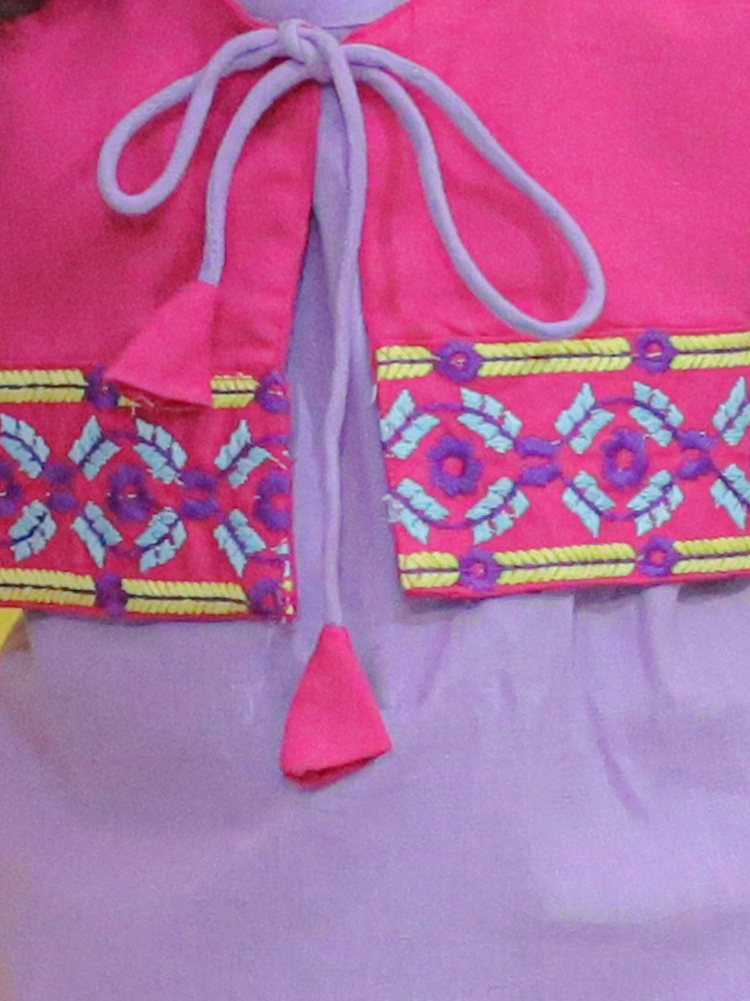 BownBee Embroidered Jacket With Cotton Kurti Dhoti for Girls