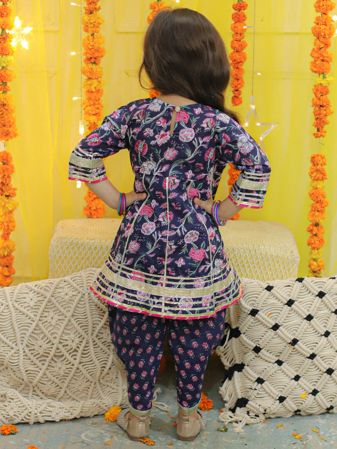 BownBee Sibling Set Pure Cotton Full Sleeve Printed Kurta with Printed Dhoti