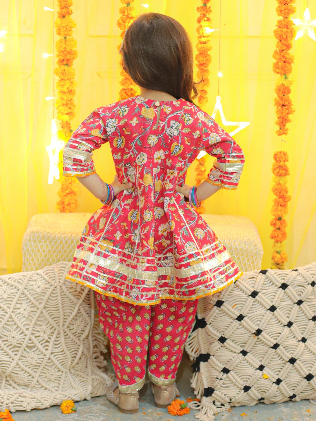 BownBee Pure Cotton 3/4th Sleeve Anarkali Kurta with Dhoti