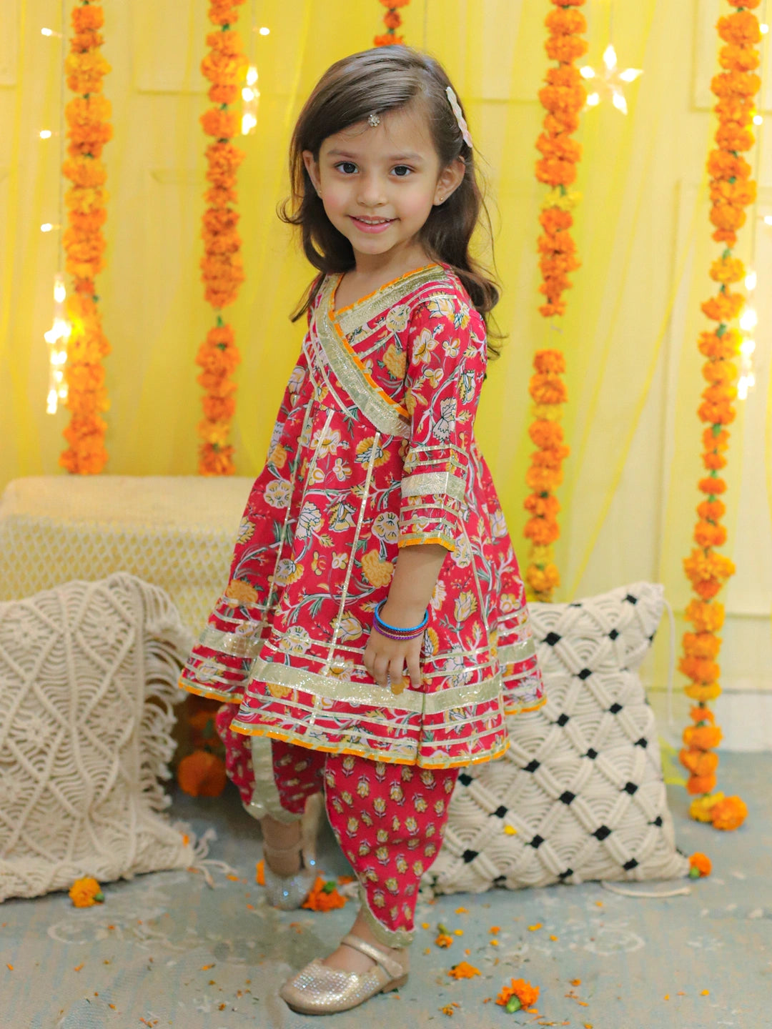 BownBee Pure Cotton 3/4th Sleeve Anarkali Kurta with Dhoti