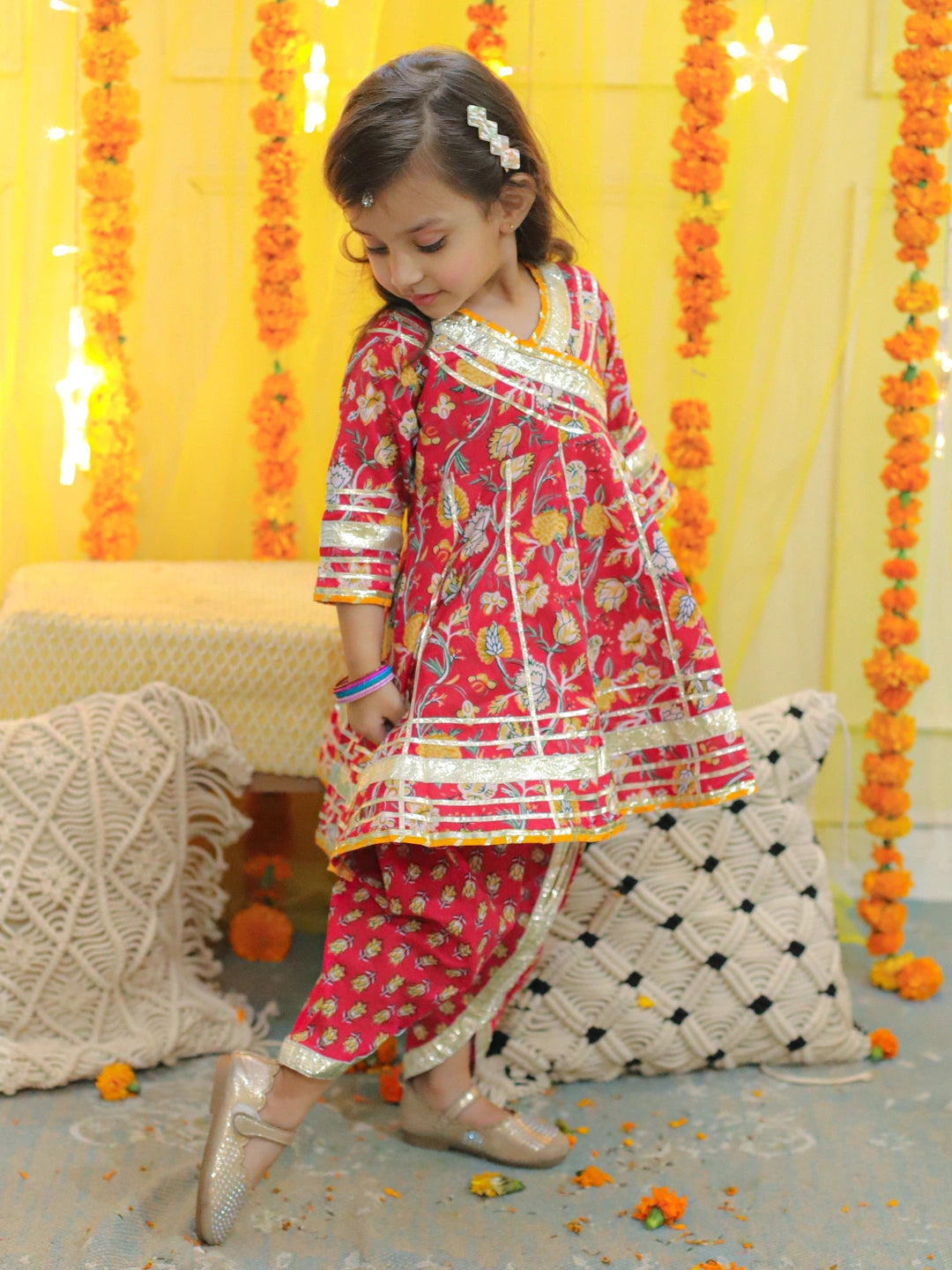 BownBee Pure Cotton 3/4th Sleeve Anarkali Kurta with Dhoti