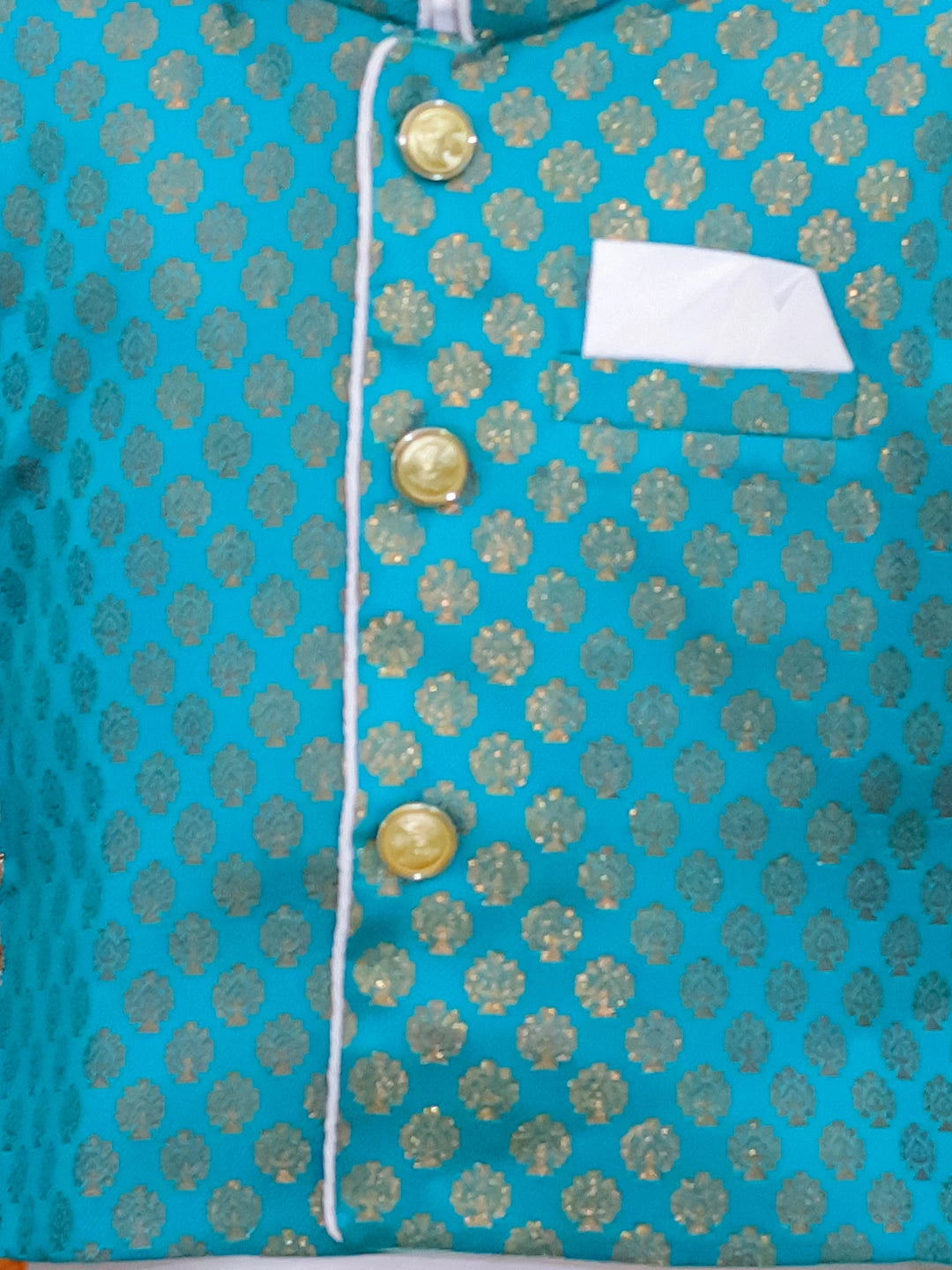Bownbee Full Sleeve Dhoti Kurta with Jacquard Jacket Set for Boys
