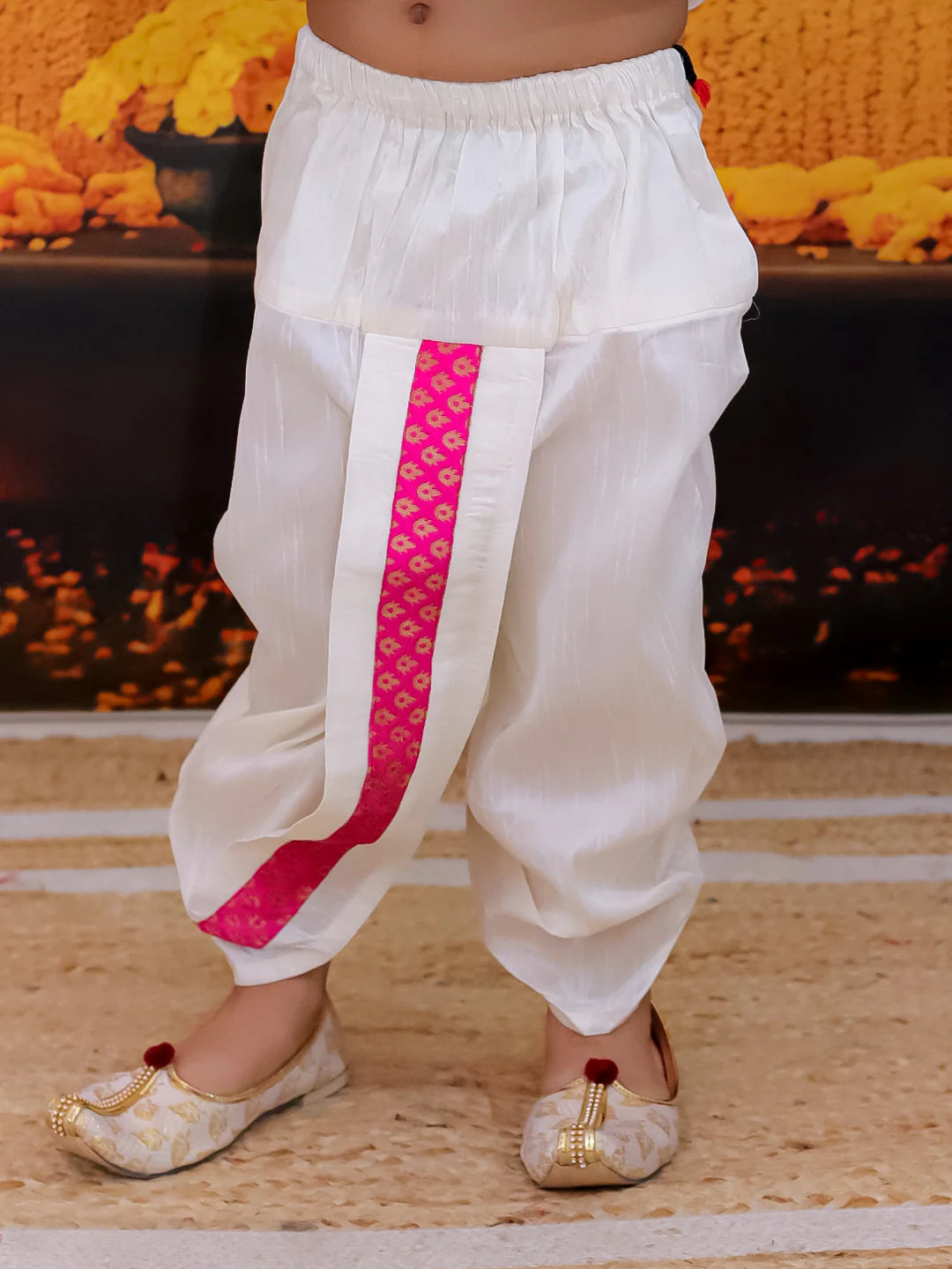 BownBee Full Sleeve Dhoti Kurta with Jacquard Jacket Set for Boys