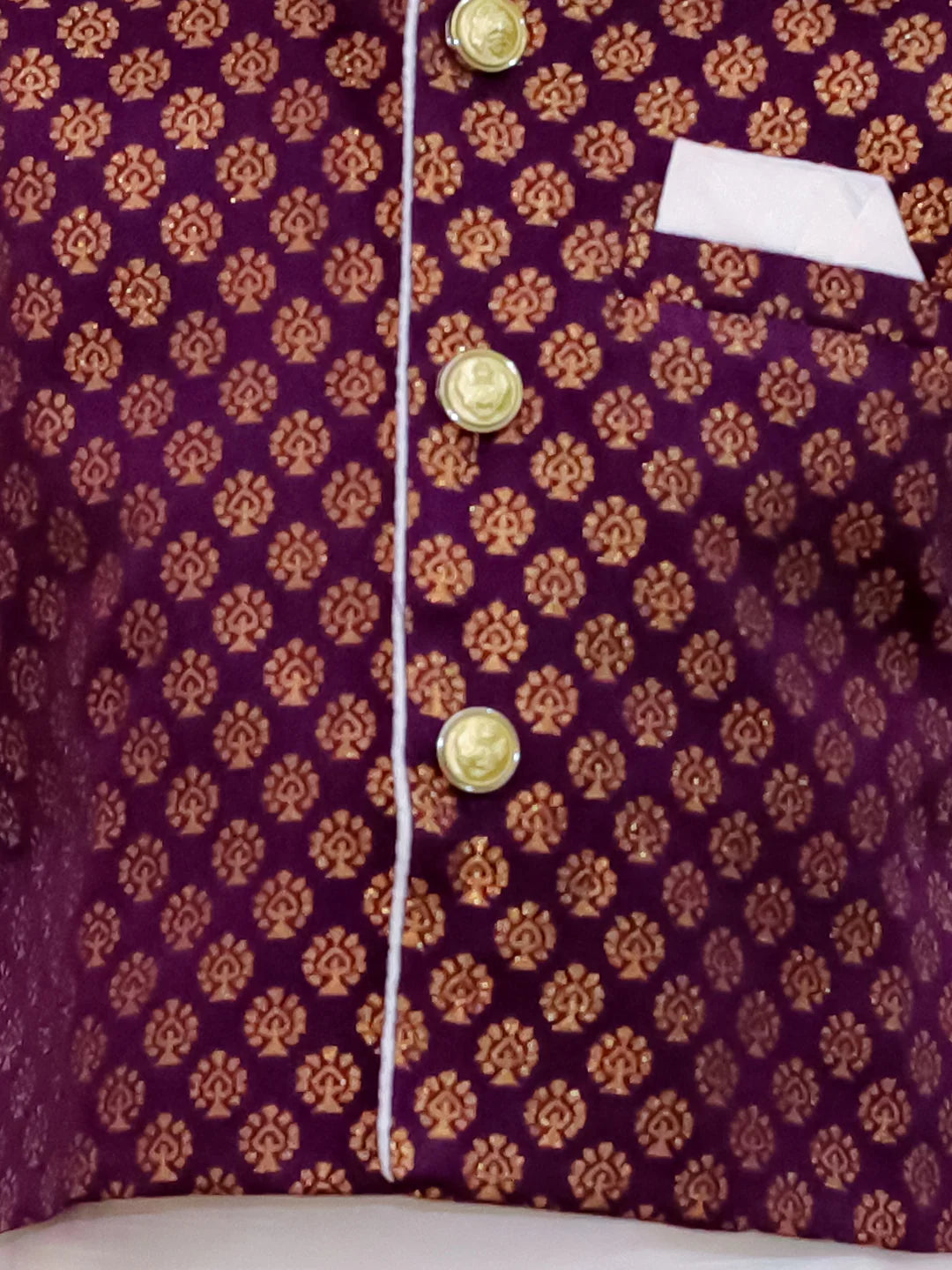 BownBee Full Sleeve Dhoti Kurta with Jacquard Jacket Set for Boys