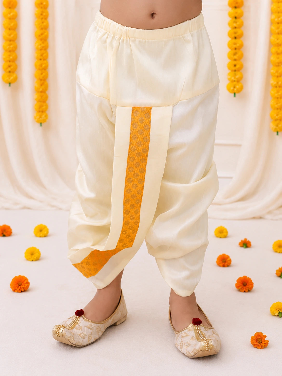 Bownbee Full Sleeve Dhoti Kurta with Jacquard Jacket Set for Boys
