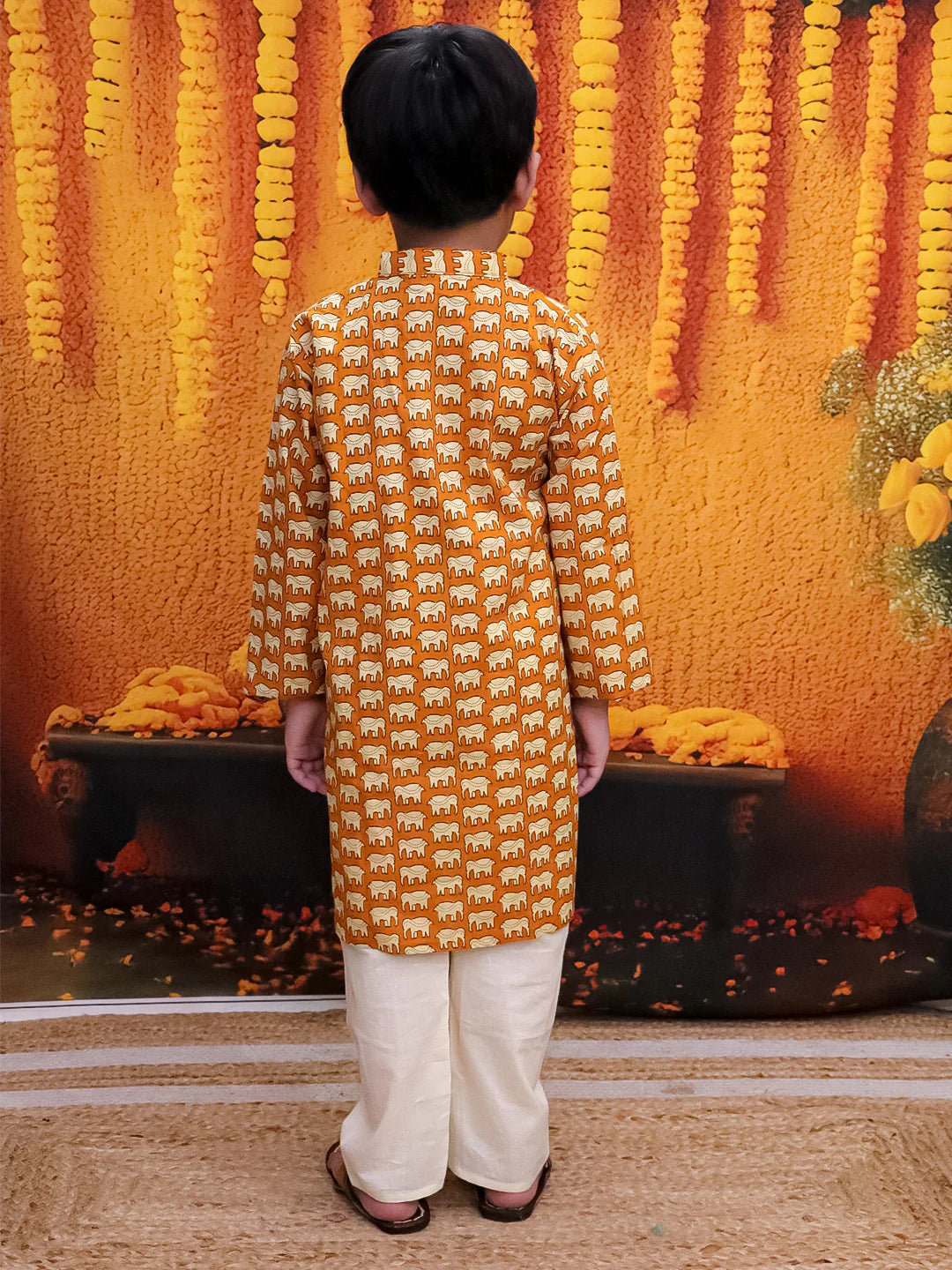 BownBee Pure Cotton Hathi Print Kurta Pajama for Boys