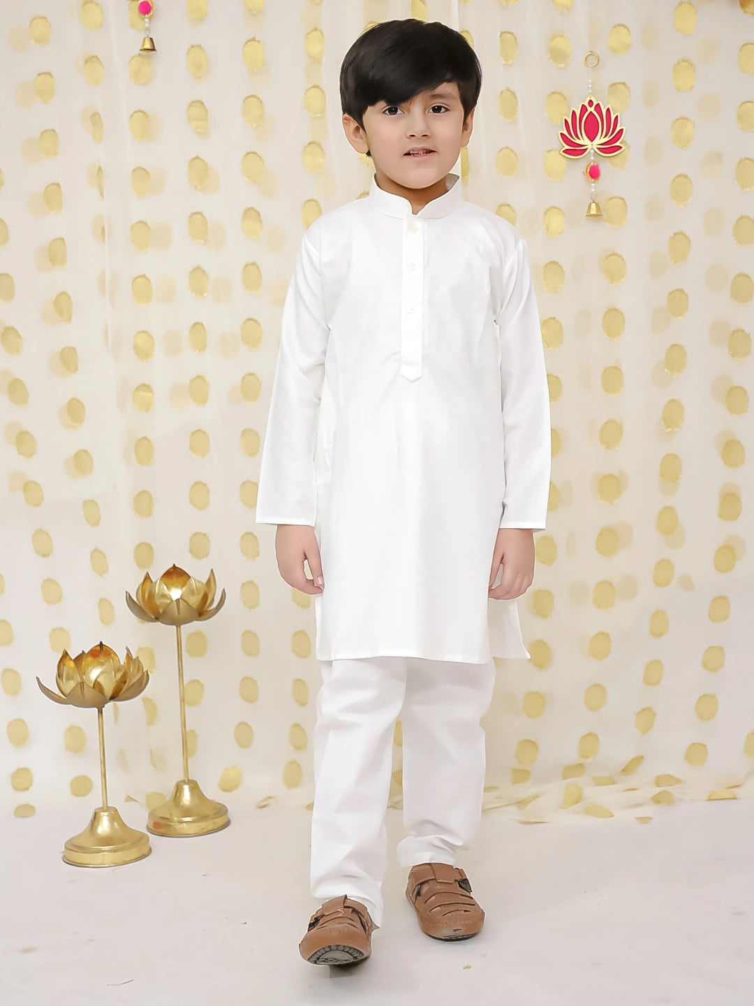 BownBee Pure Cotton Kurta Pajama with Jacquard Jacket Set for Boys