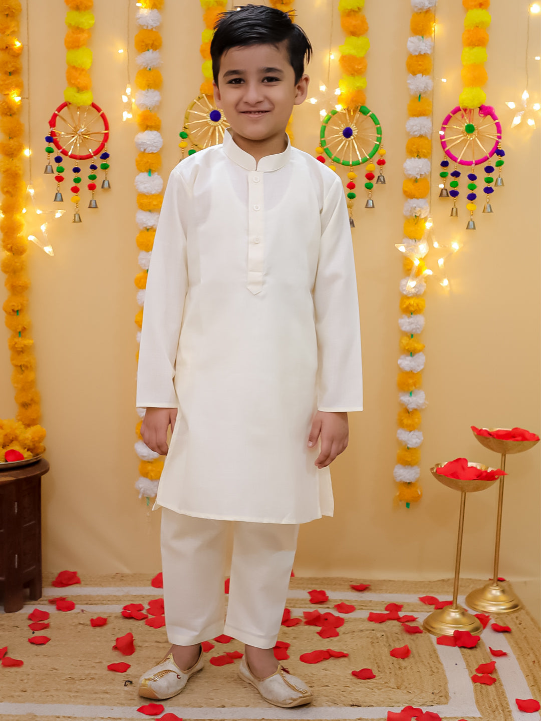 BownBee Jacquard Jacket Cotton Kurta Pajama Set for Boys with Jacquard Lehenga Choli Dupatta Set for Girl- Pink