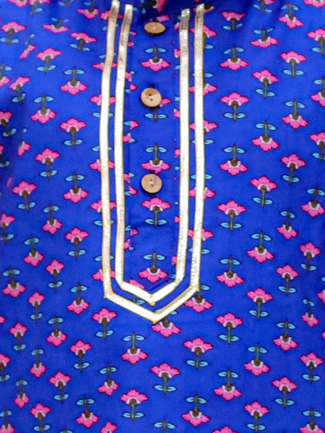 BownBee Full Sleeve Pure Cotton Straight Kurta Pajama For Boys - Blue