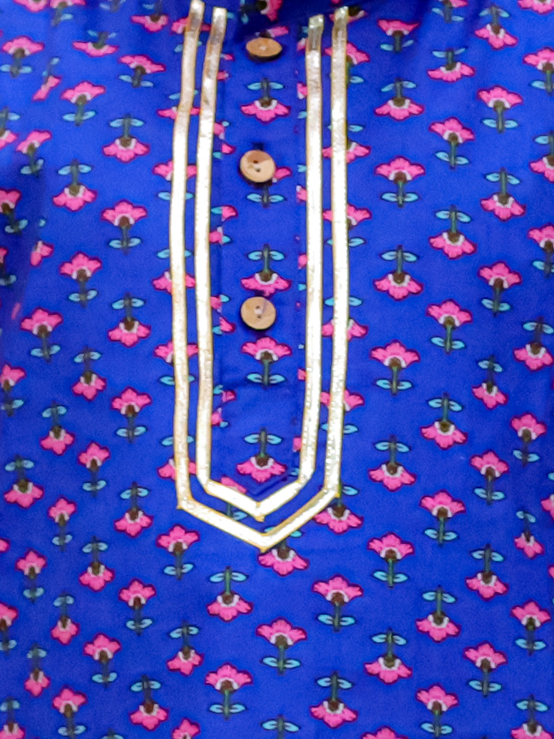 Bownbee Full Sleeve Pure Cotton Straight Kurta Pajama- Blue
