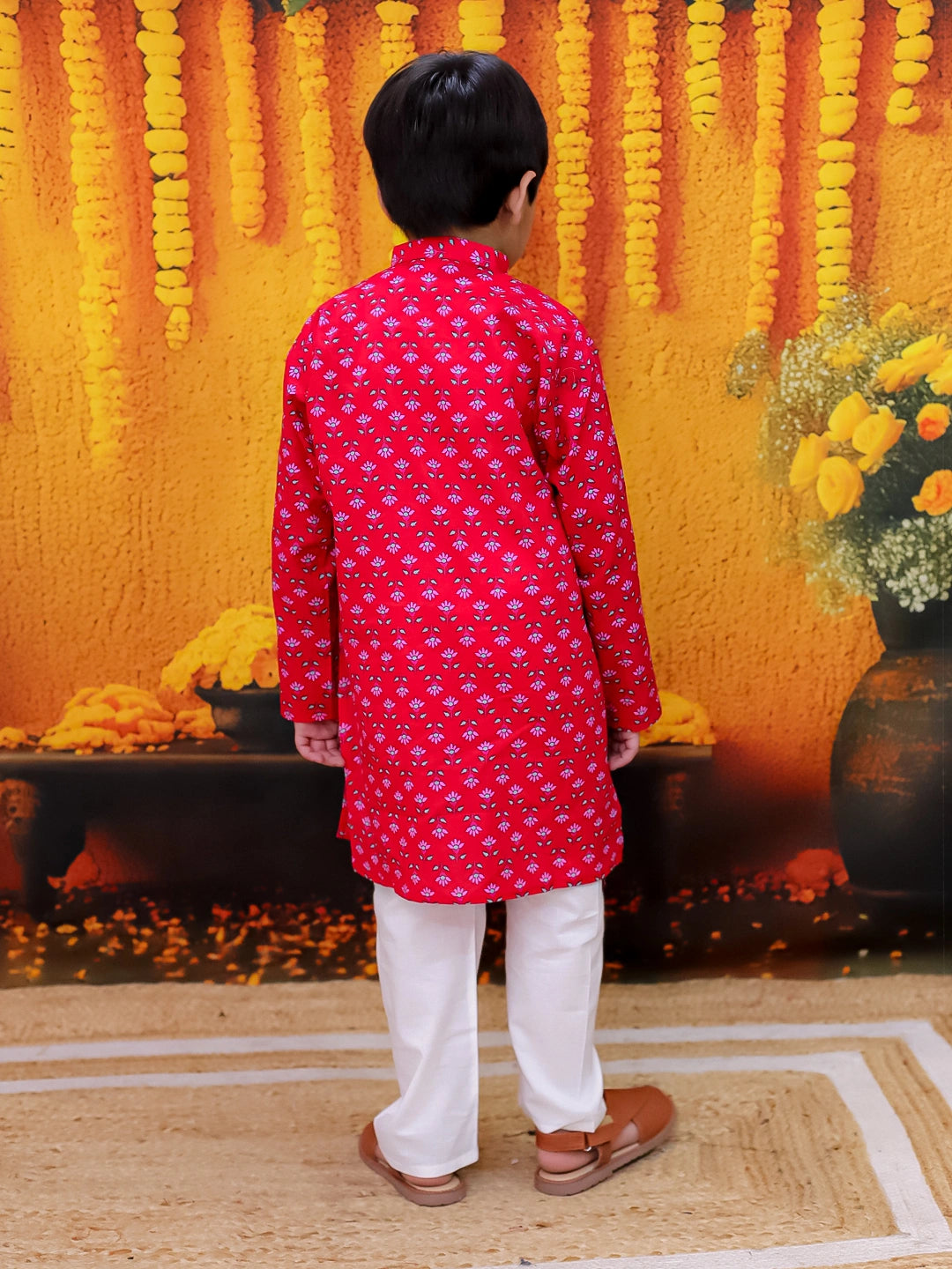 BownBee Pure Cotton Printed Kurta Pajama Set for Boys with Tier Anarkali Kurta Dhoti Dupatta Set for Girls