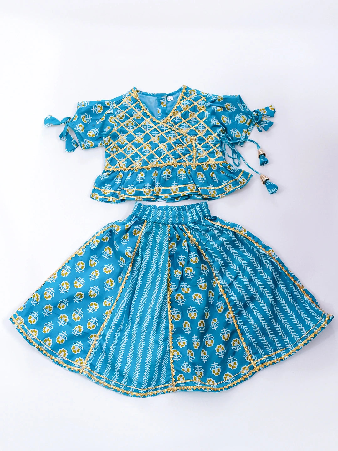 BownBee Pure Cotton Back Open Choli with Lehenga for Girls