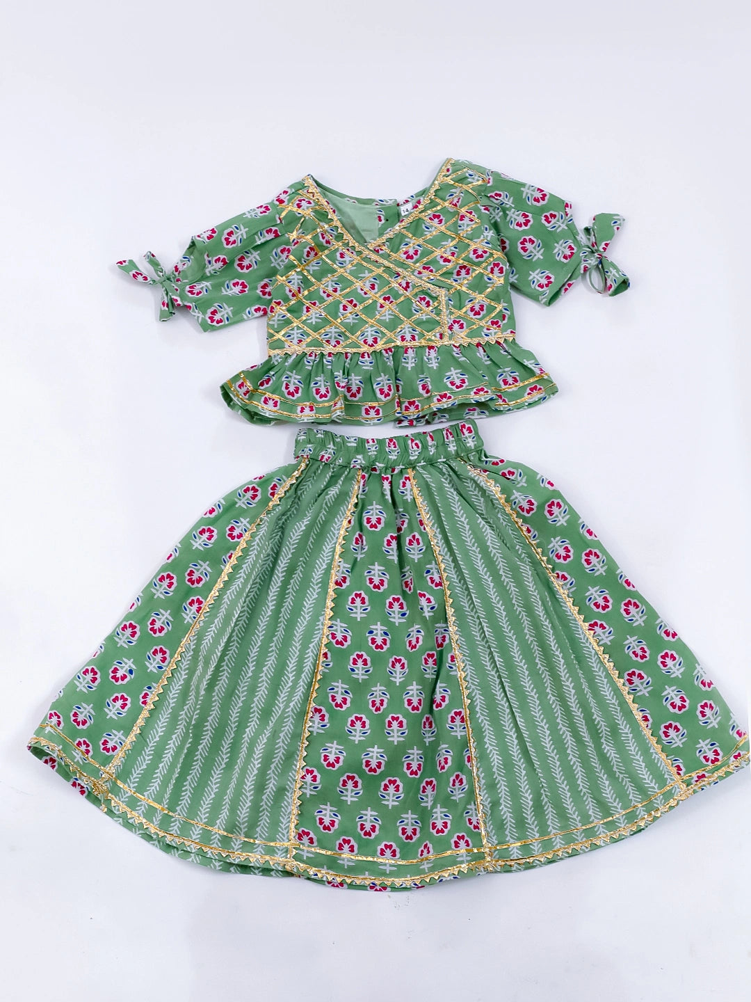 BownBee Pure Cotton Back Open Choli with Lehenga for Girls