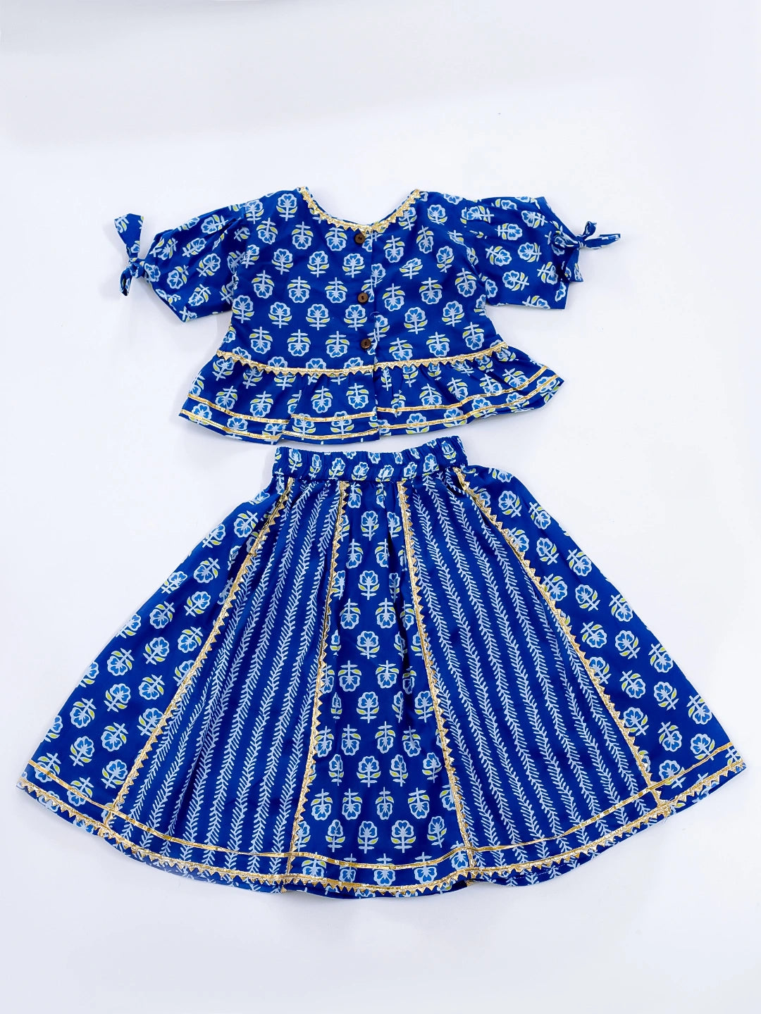 BownBee Pure Cotton Back Open Choli with Lehenga for Girls