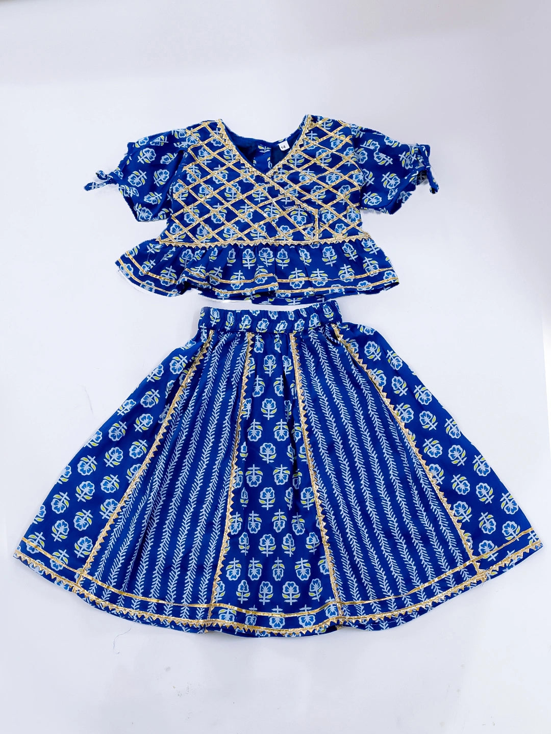 BownBee Pure Cotton Back Open Choli with Lehenga for Girls