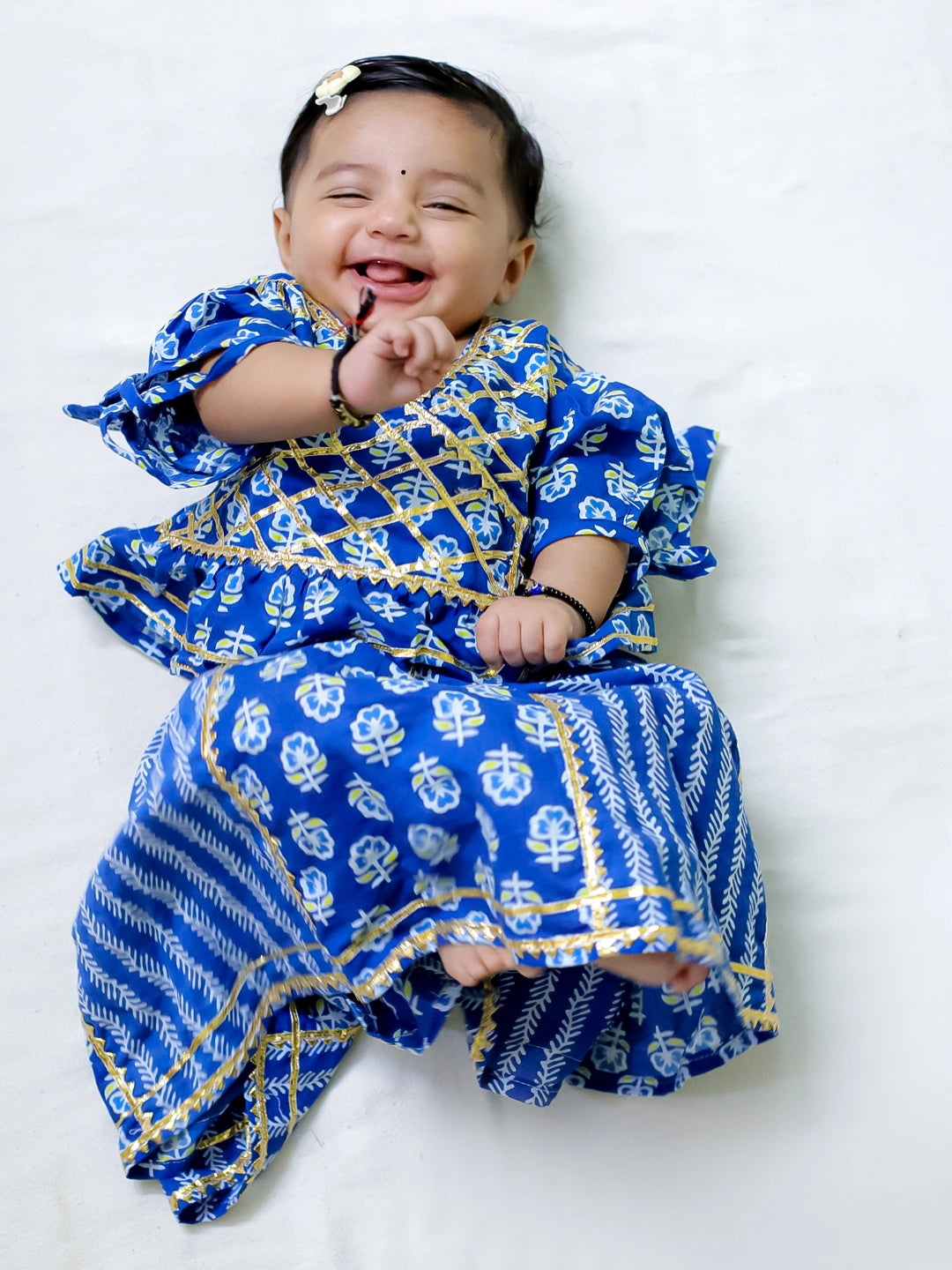 BownBee Pure Cotton Back Open Choli with Lehenga for Girls