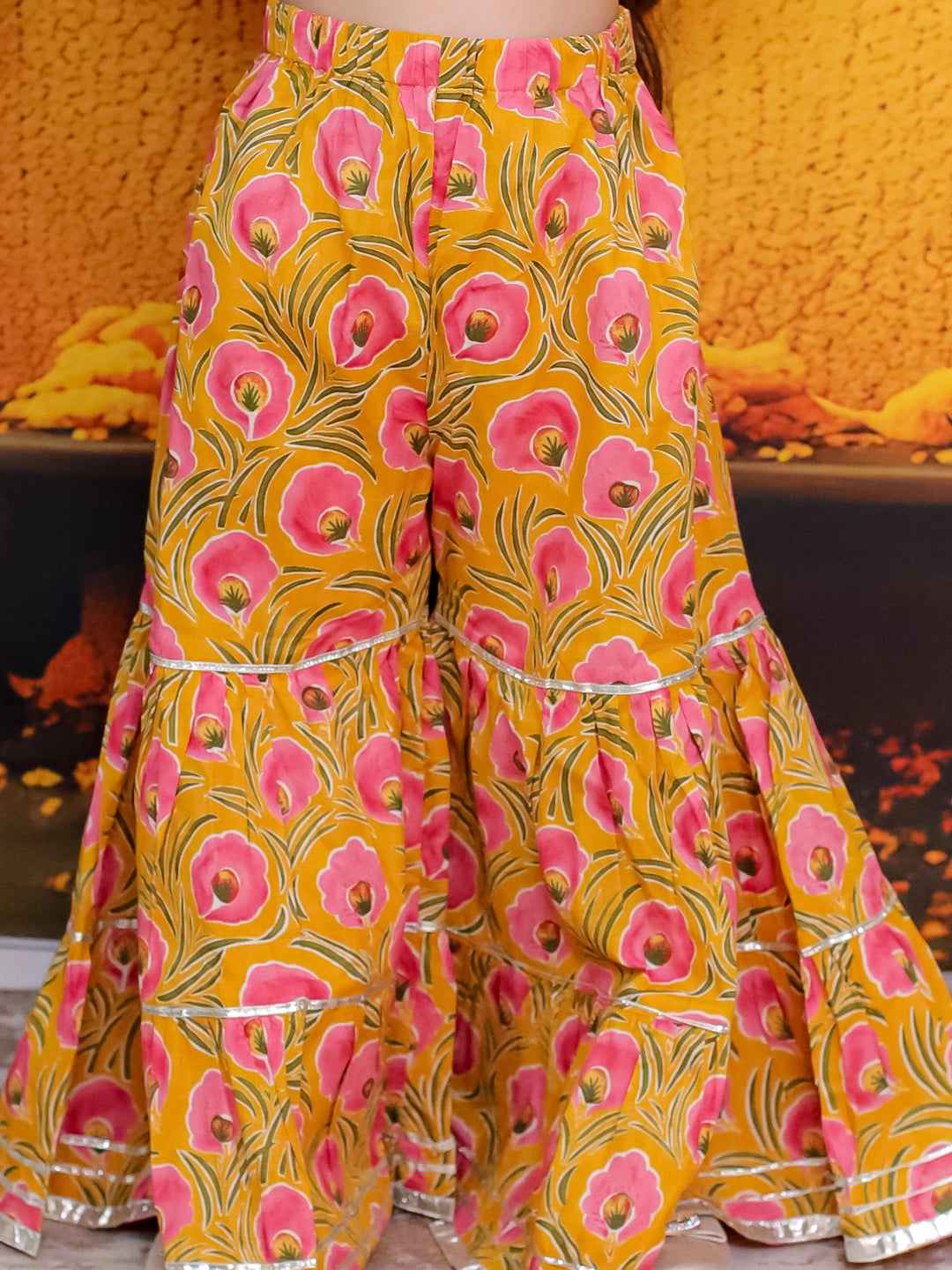 BownBee Pure Cotton Printed Kurta Sharara with Dupatta for Girls