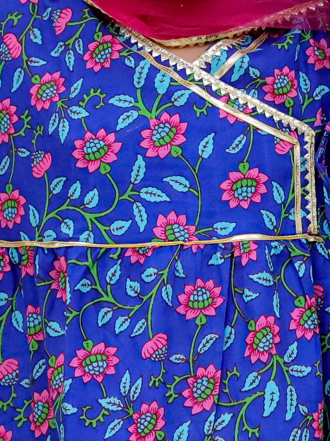 Bownbee 3/4th Sleeve Pure Cotton Tier Kurta Dhoti with Dupatta