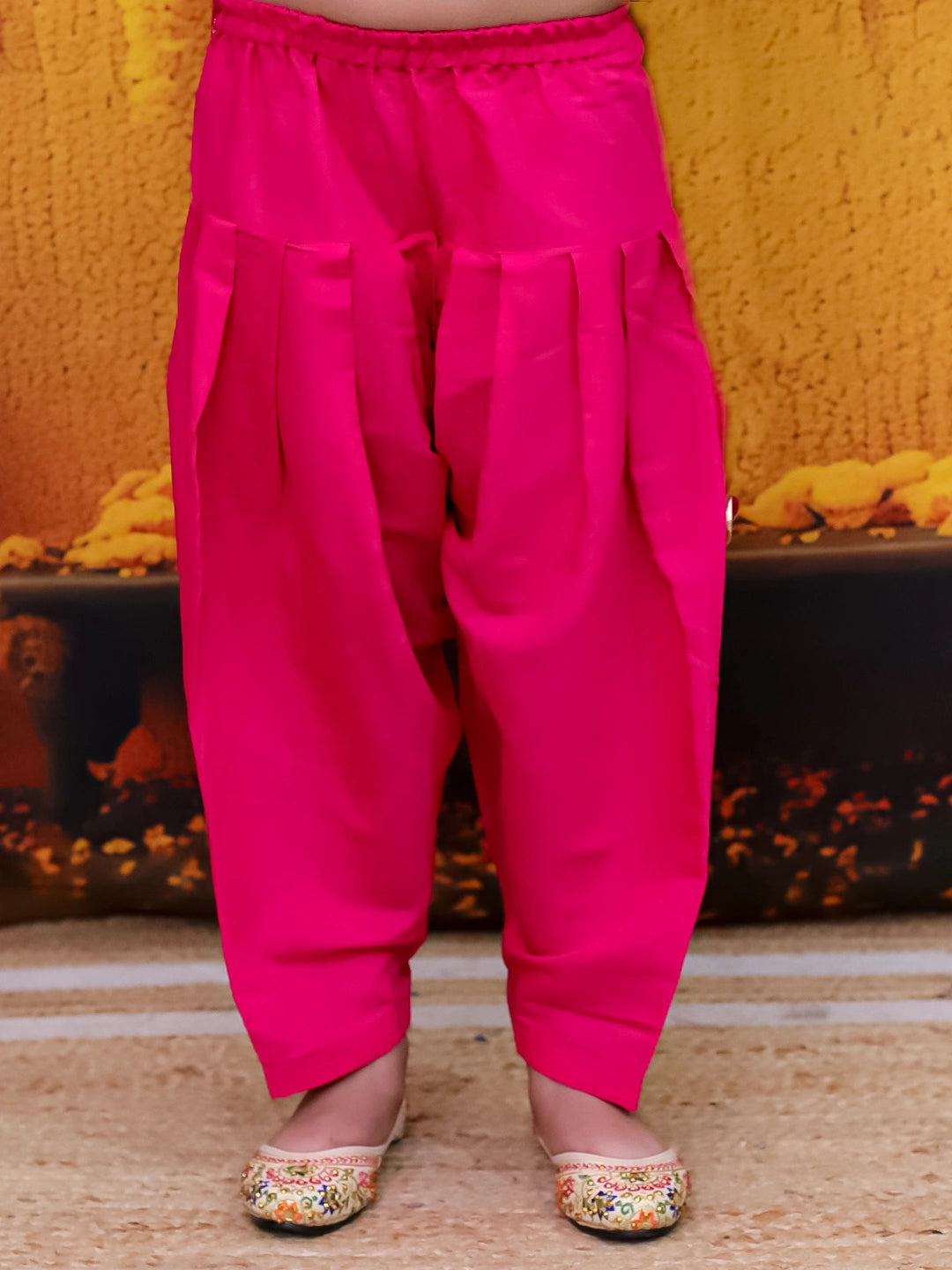 BownBee 3/4th Sleeve Chanderi Jacquard Kurti Salwar with Dupatta For Girls