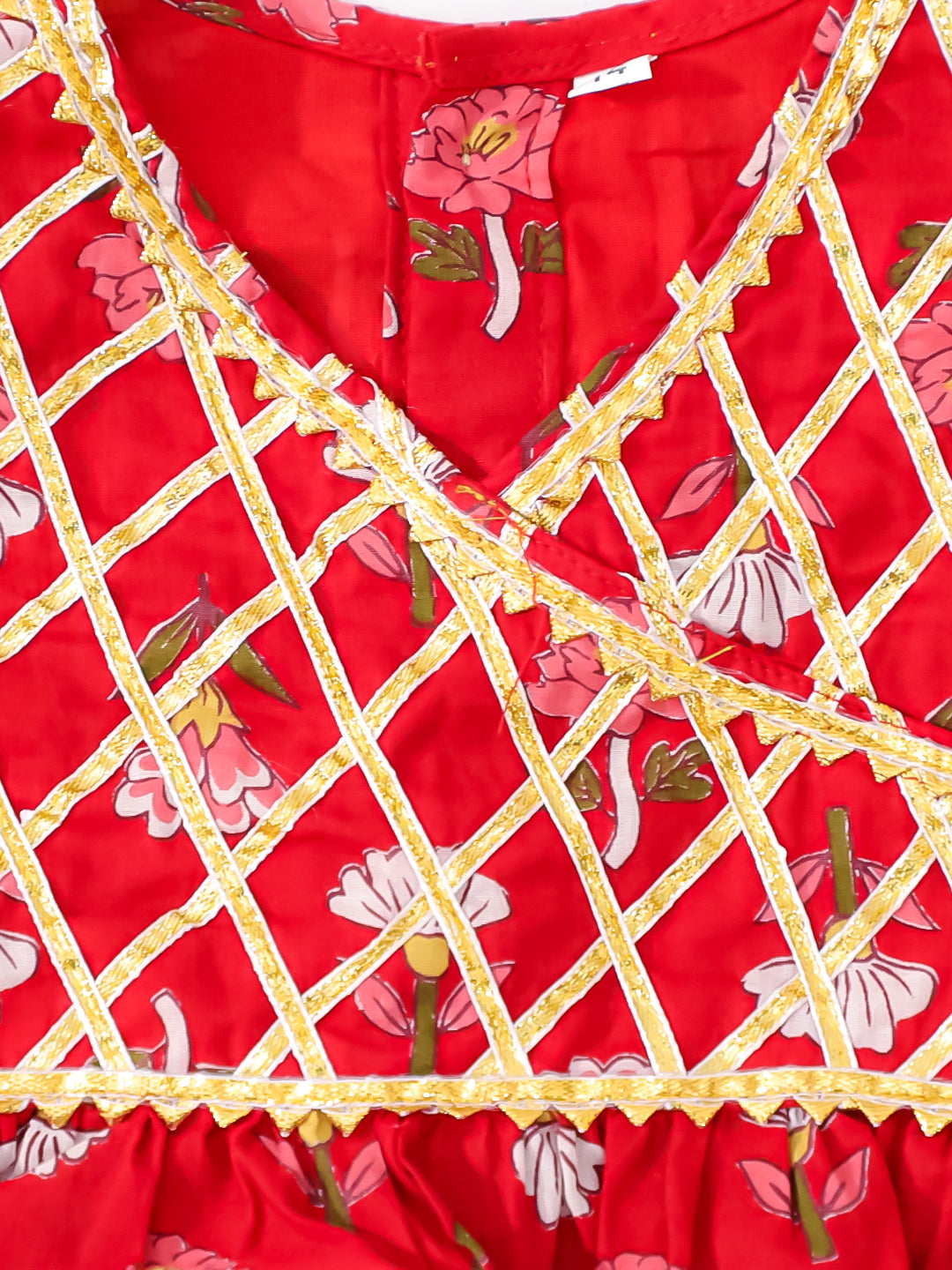 BownBee Pure Cotton Back Open Choli With Lehenga For Girls - Red