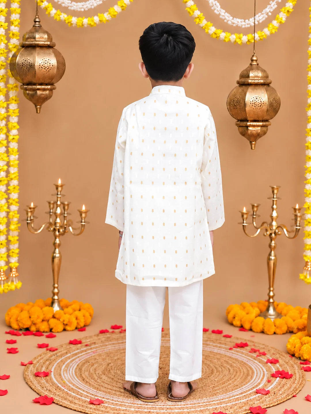 BownBee Festive Chanderi Kurta Pajama & Ethnic Suit with Dupatta Sibling Set