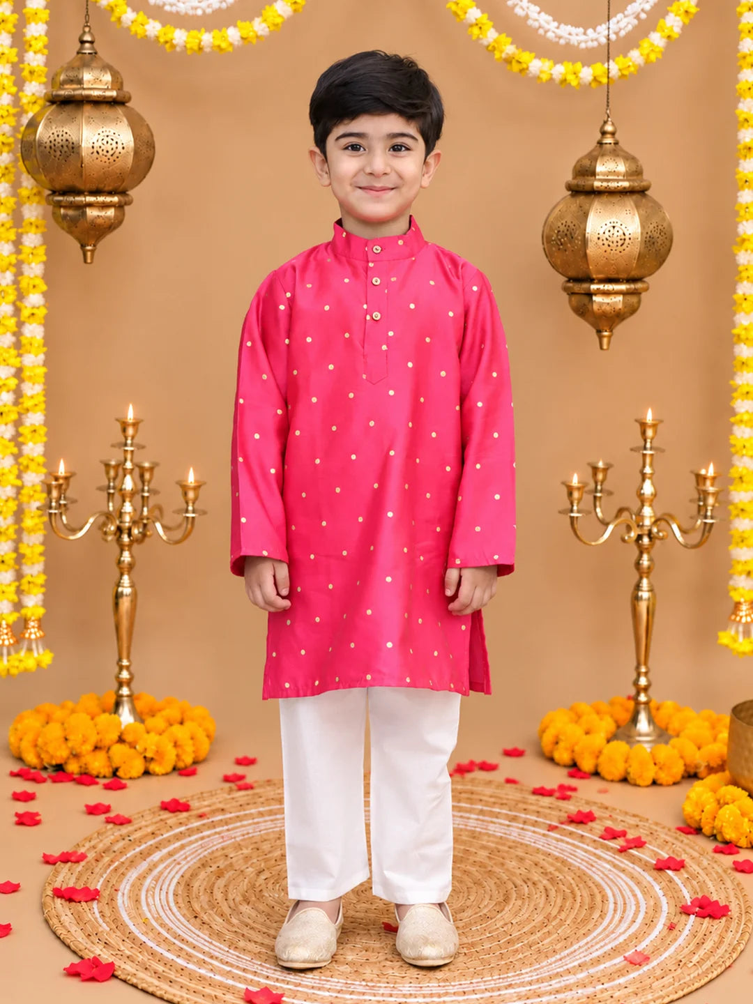 BownBee Festive FullSleeves Taffeta Kurta Pajama Set For Boys