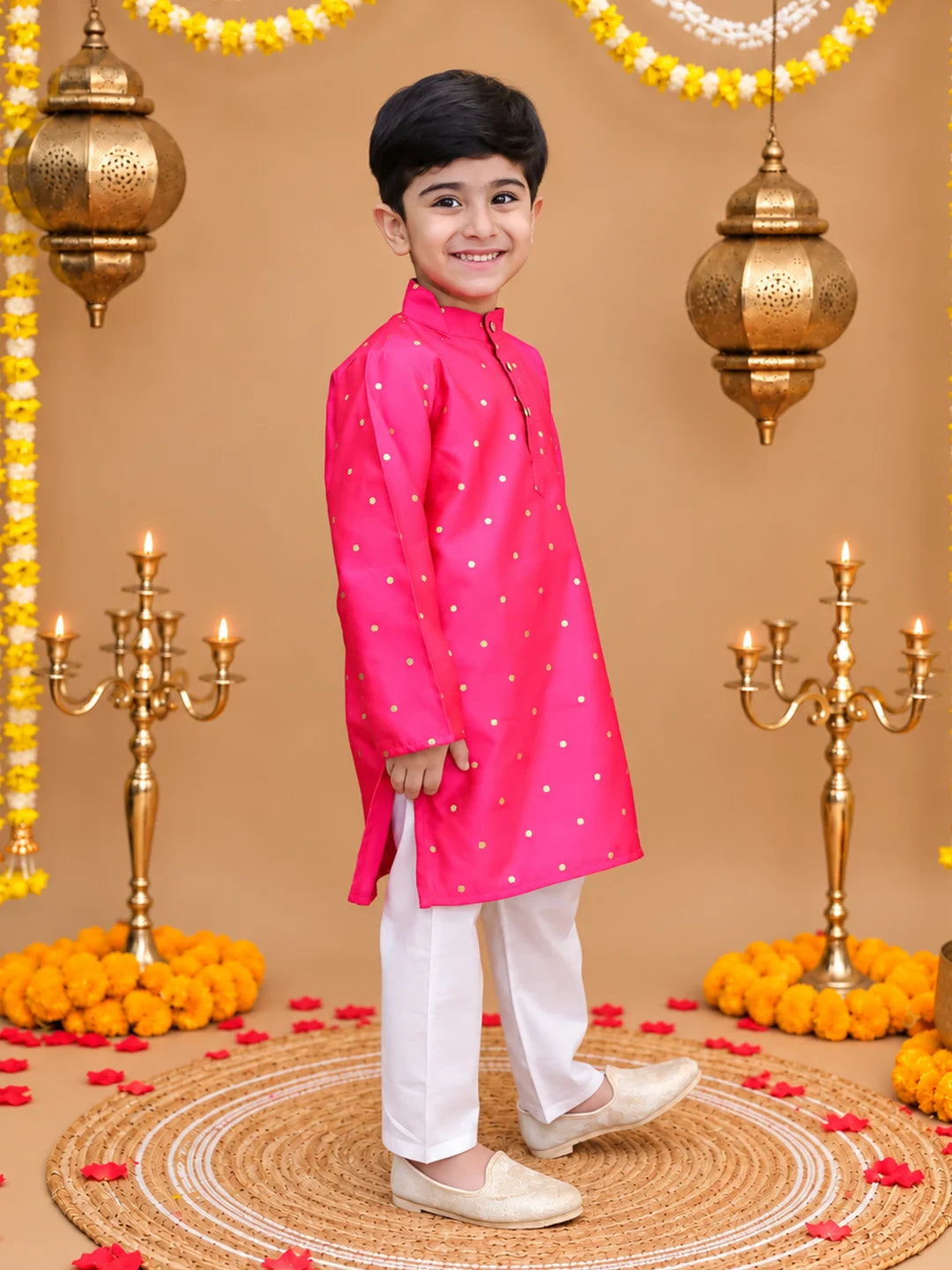 BownBee Festive FullSleeves Taffeta Kurta Pajama Set For Boys