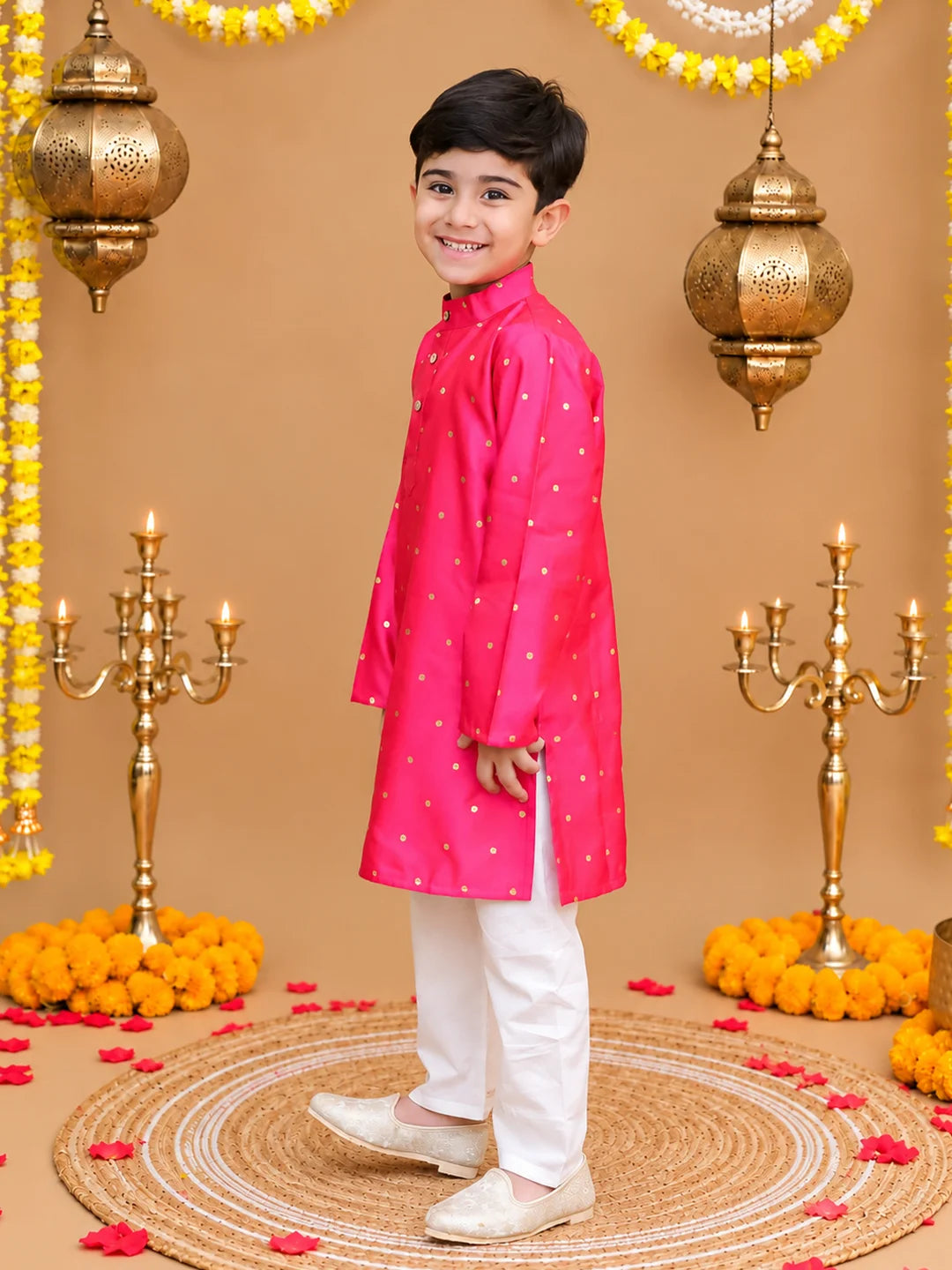 BownBee Festive FullSleeves Taffeta Kurta Pajama Set For Boys