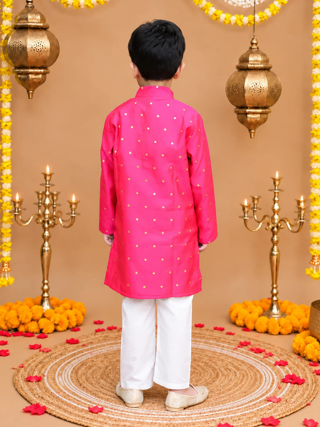 Bownbee Festive Taffeta Kurta Pajama & Ethnic Suit with Dupatta Sibling Set
