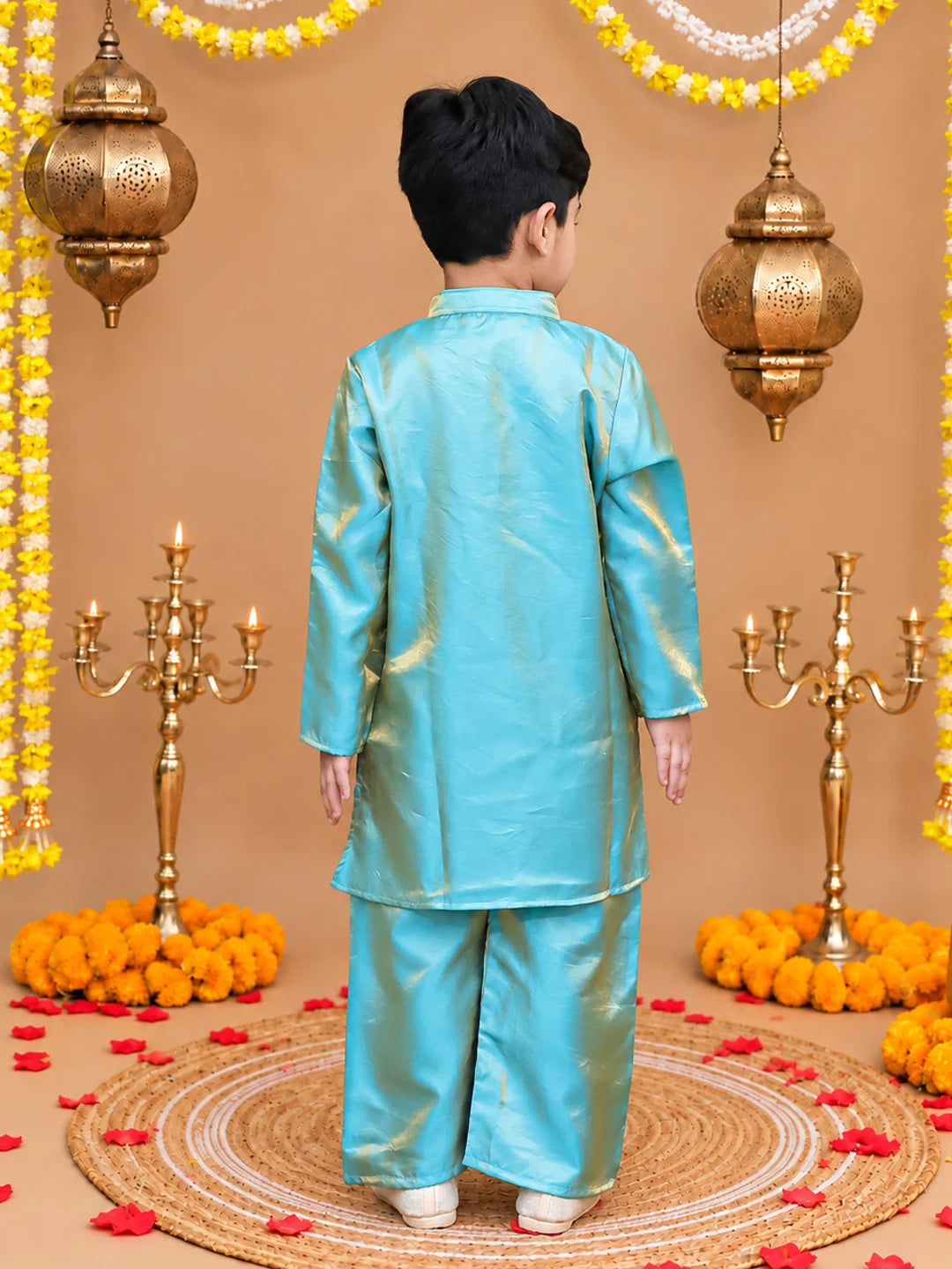 Bownbee Festive Two Toned Kurta Pajama & Ethnic Suit With Dupatta Sibling Set