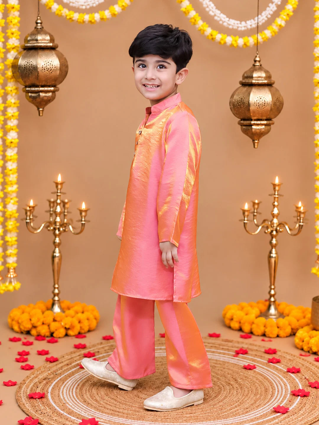 Bownbee Festive Two Toned Kurta Pajama & Ethnic Suit With Dupatta Sibling Set