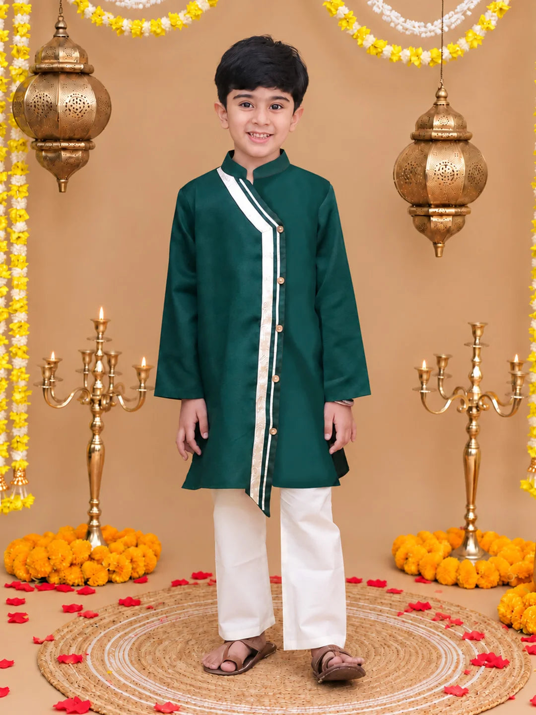 Bownbee Festive Cotton Kurta Pajama & Ethnic Suit Sibling Set