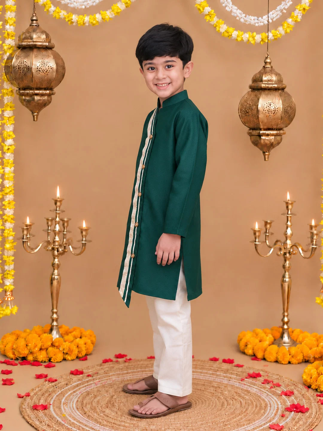 Bownbee Festive Cotton Kurta Pajama & Ethnic Suit Sibling Set