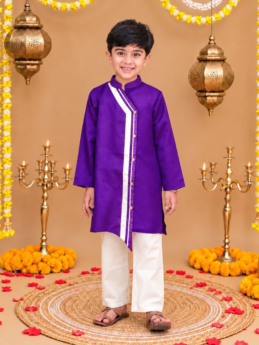 BownBee Festive Full Sleeves Cotton Kurta Pyjama Set For Boys