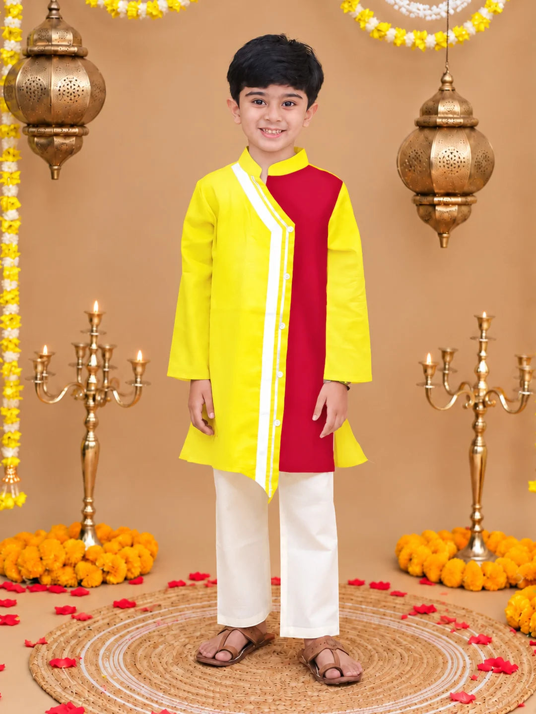 BownBee Festive Full Sleeves Cotton Kurta Pyjama Set For Boys
