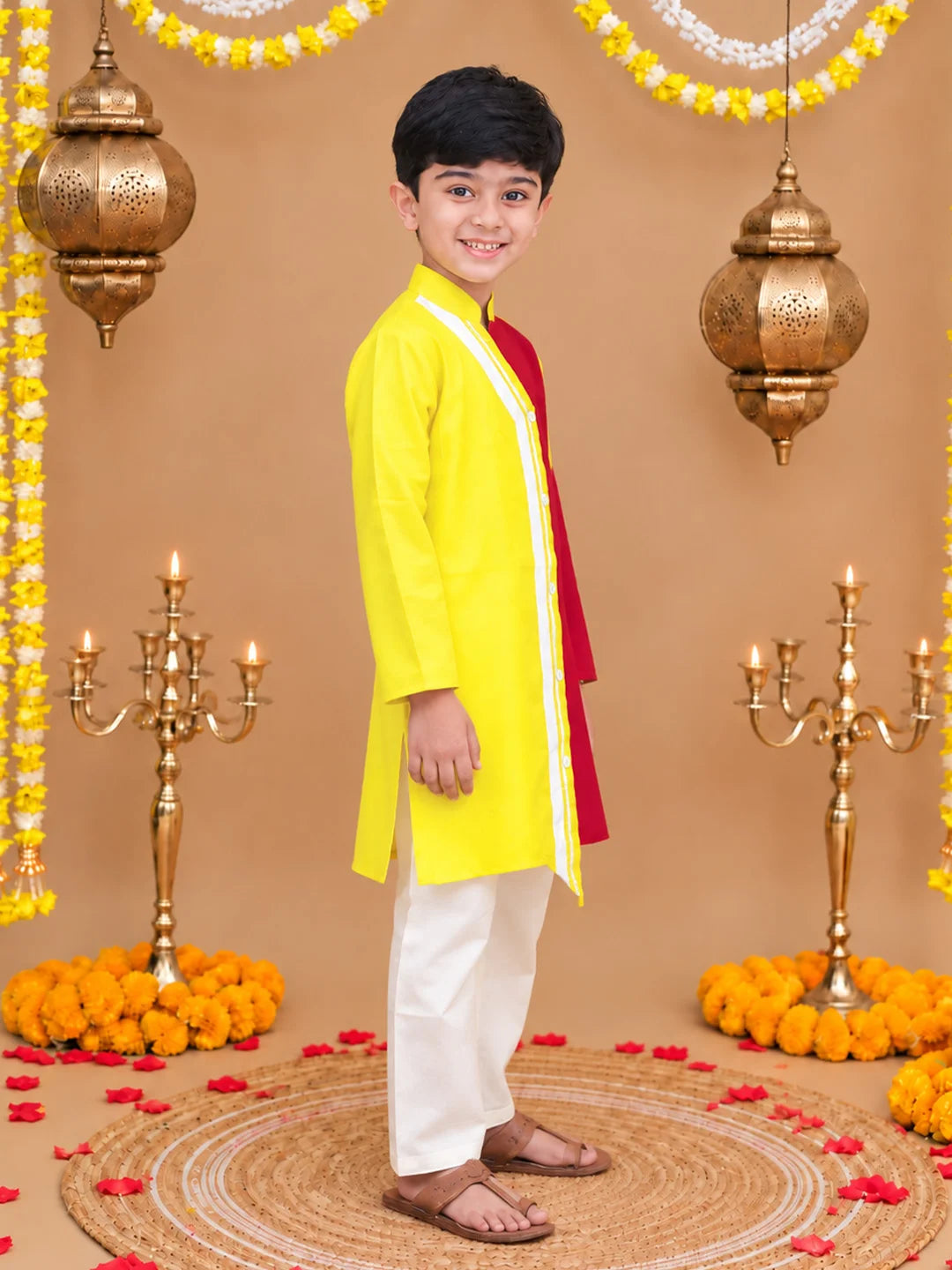 BownBee Festive Full Sleeves Cotton Kurta Pyjama Set For Boys