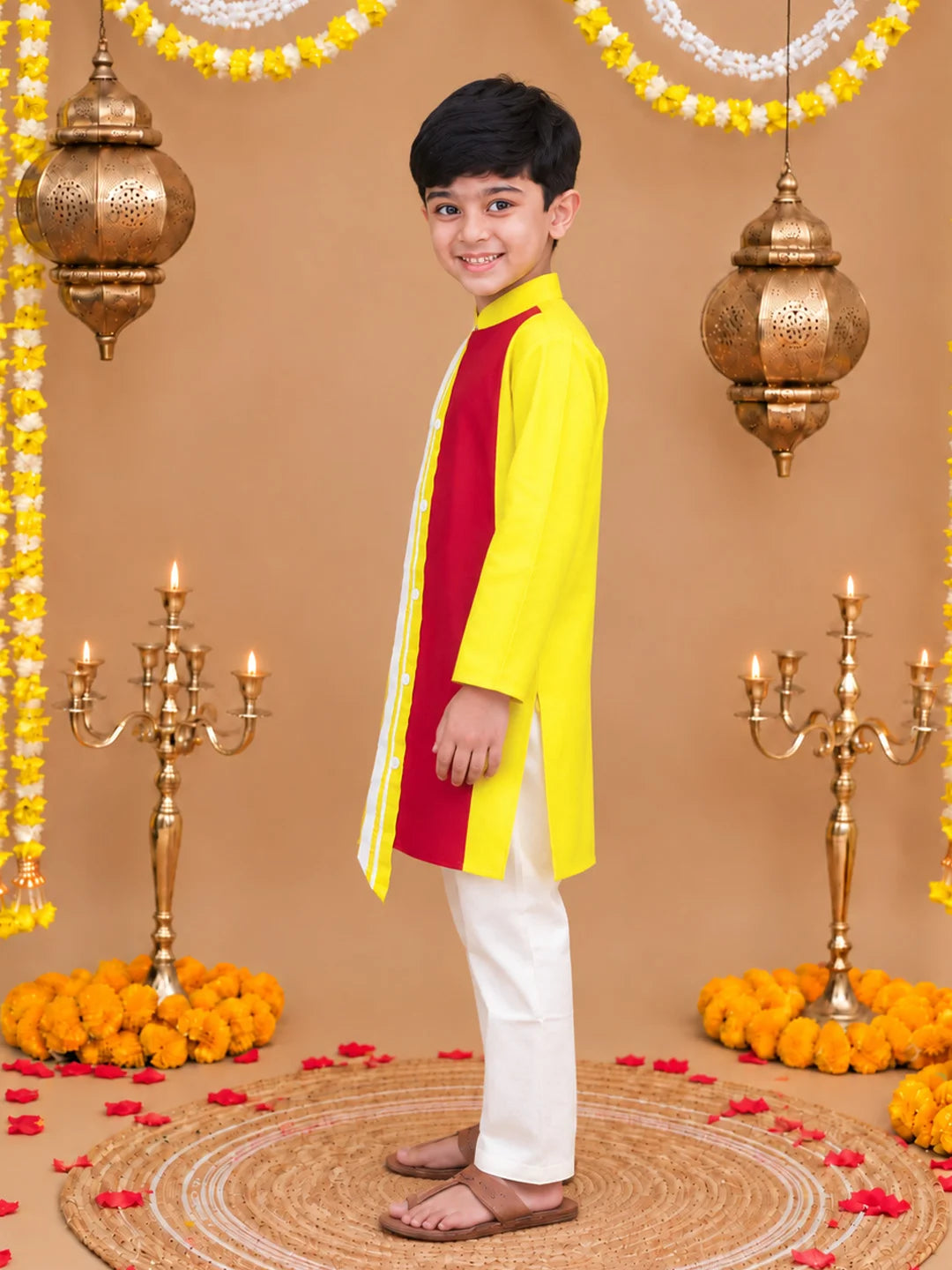 BownBee Festive Full Sleeves Cotton Kurta Pyjama Set For Boys