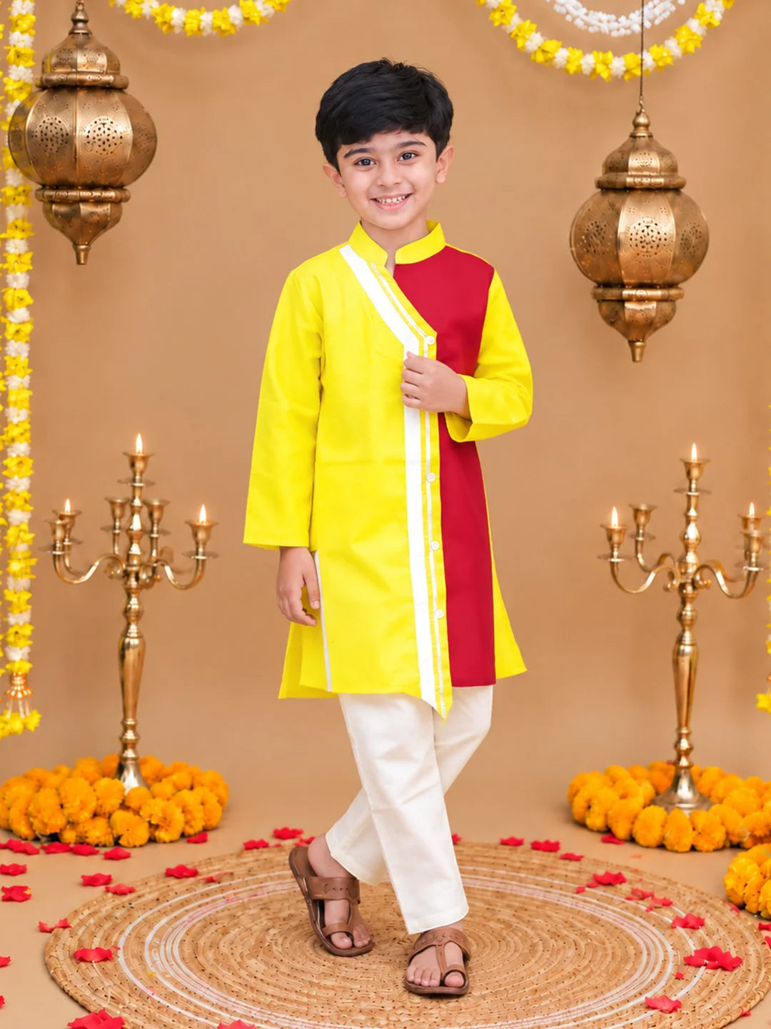 BownBee Festive Full Sleeves Cotton Kurta Pyjama Set For Boys