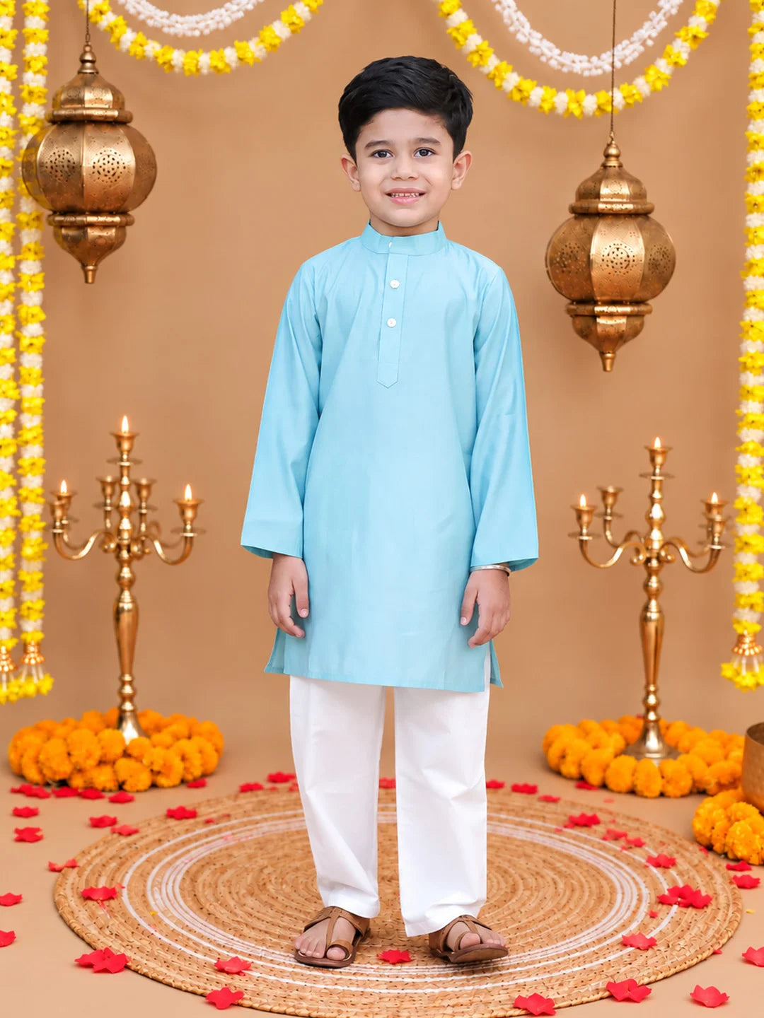 BownBee Festive Chanderi Kurta Pajama & Ethnic Suit with Dupatta Sibling Set